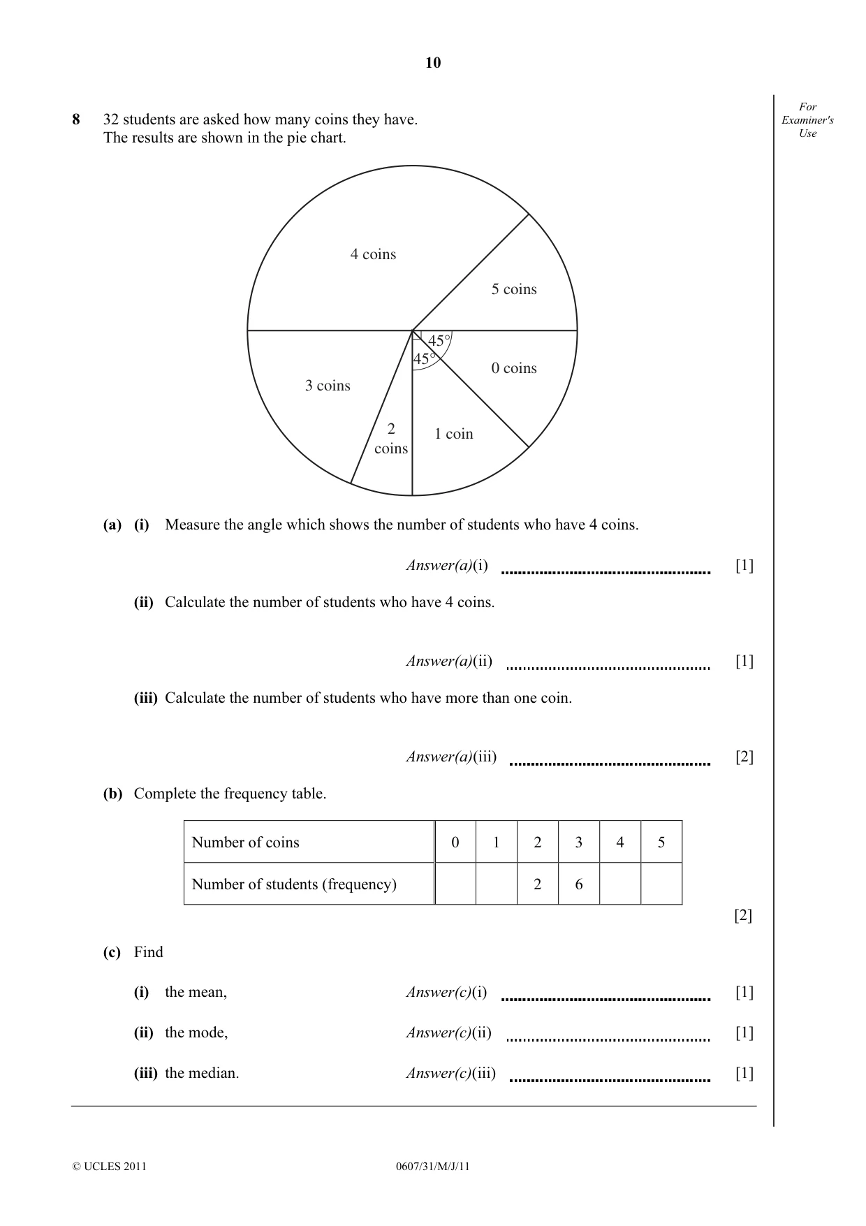 Cambridge IGCSE Mathematics - International 0607 2011 May/June Paper 3 · Variant 1 question paper, page 10 of 16