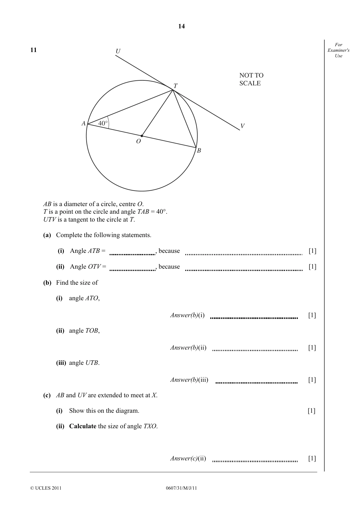 Cambridge IGCSE Mathematics - International 0607 2011 May/June Paper 3 · Variant 1 question paper, page 14 of 16