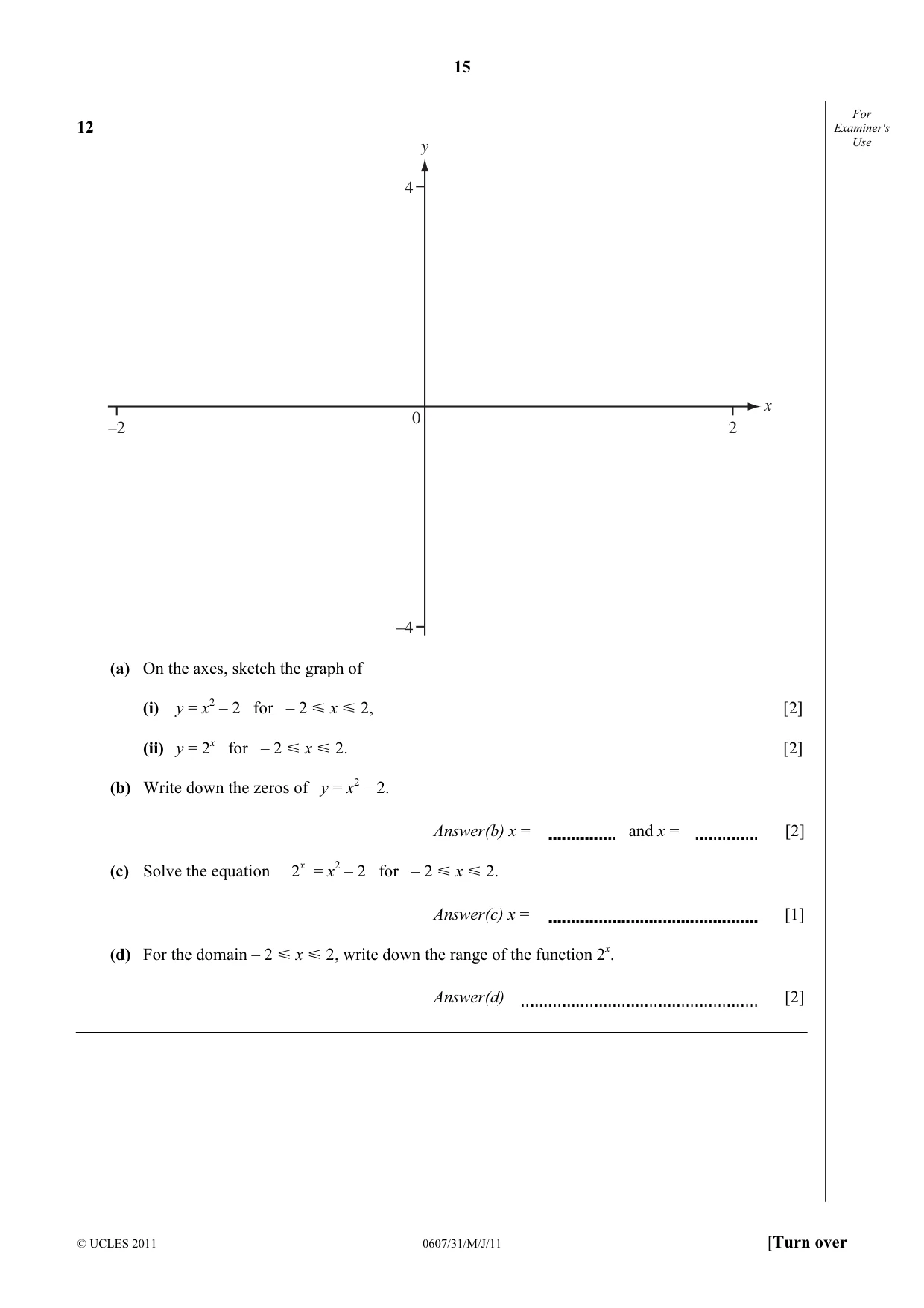 Cambridge IGCSE Mathematics - International 0607 2011 May/June Paper 3 · Variant 1 question paper, page 15 of 16
