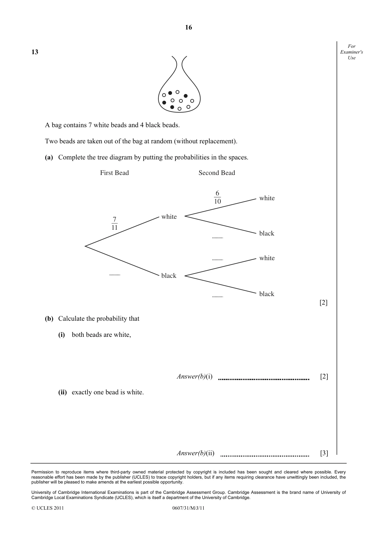 Cambridge IGCSE Mathematics - International 0607 2011 May/June Paper 3 · Variant 1 question paper, page 16 of 16