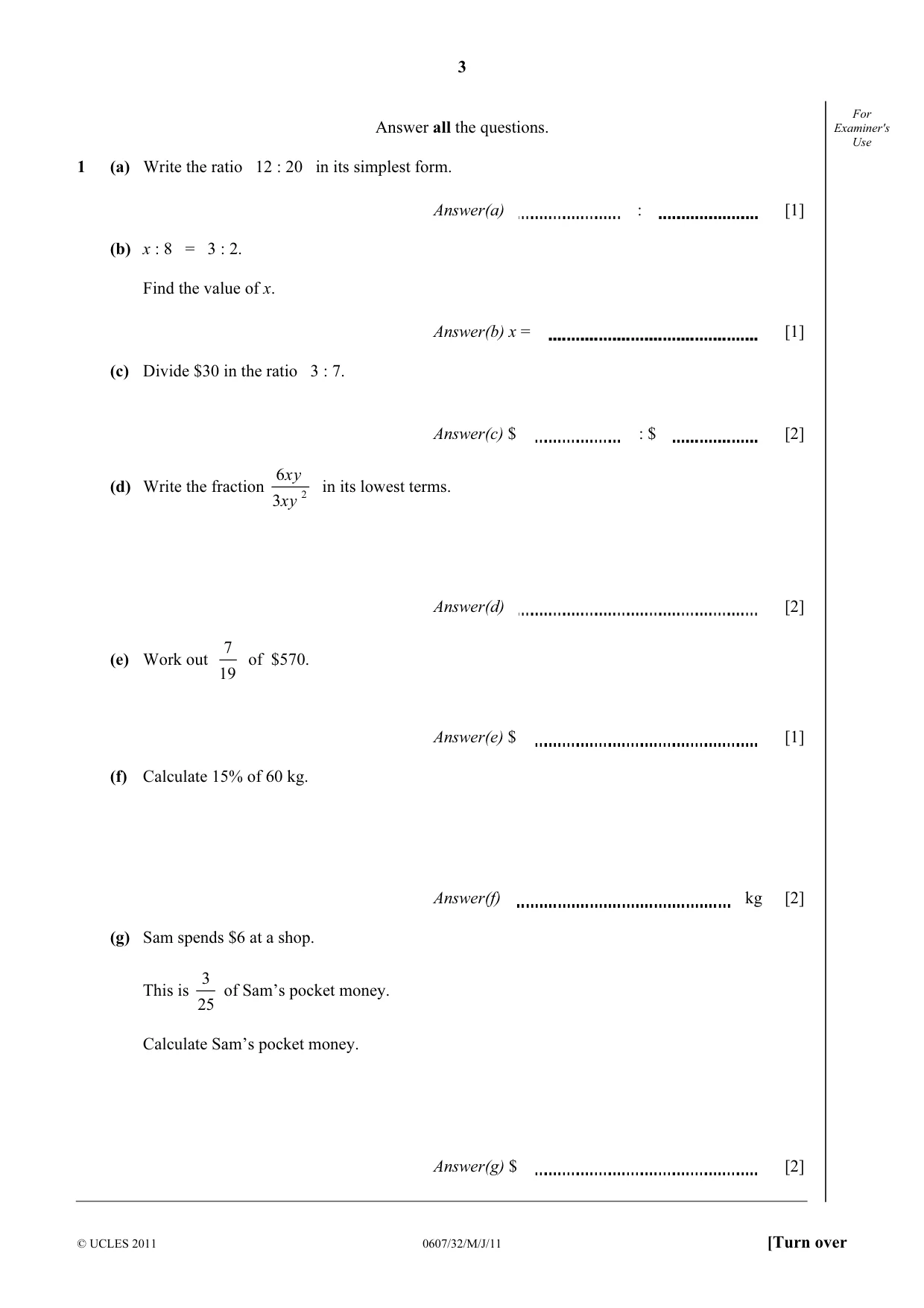 Cambridge IGCSE Mathematics - International 0607 2011 May/June Paper 3 · Variant 2 question paper, page 3 of 20