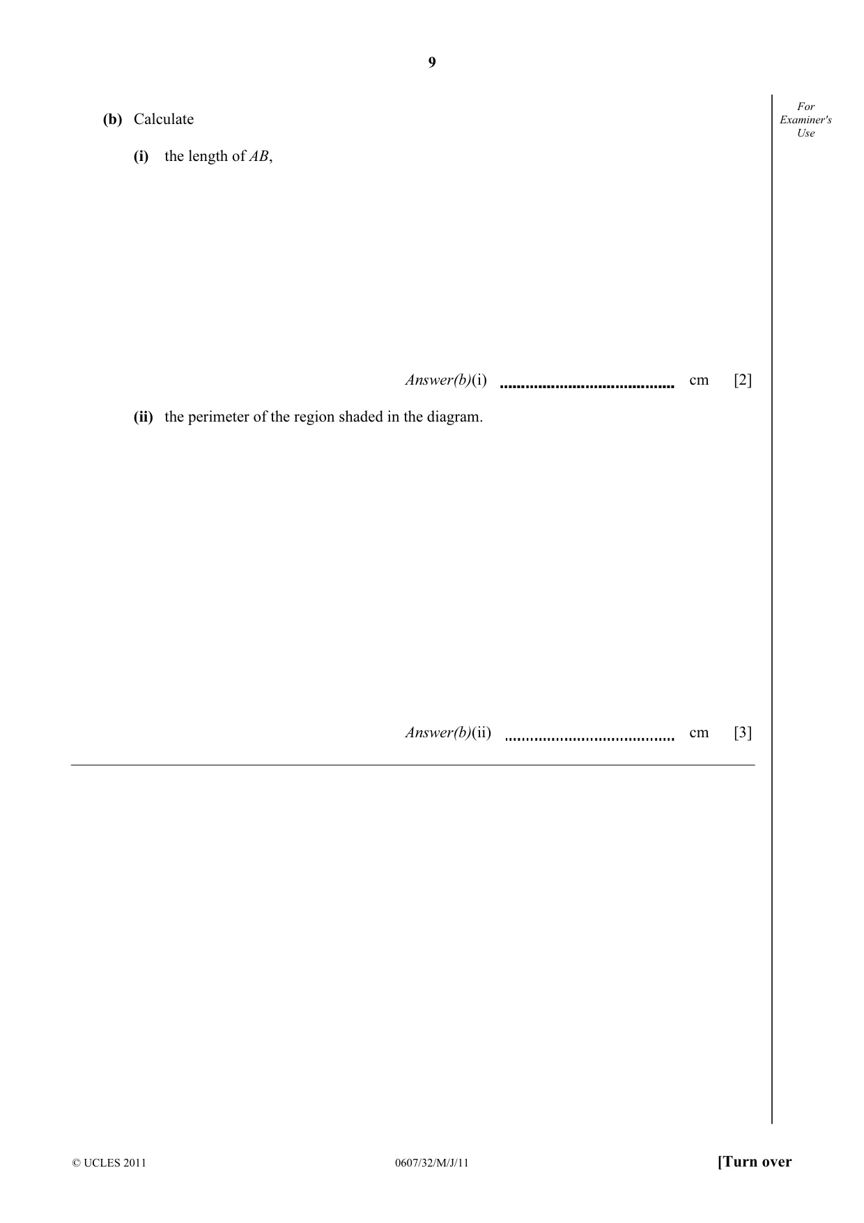 Cambridge IGCSE Mathematics - International 0607 2011 May/June Paper 3 · Variant 2 question paper, page 9 of 20
