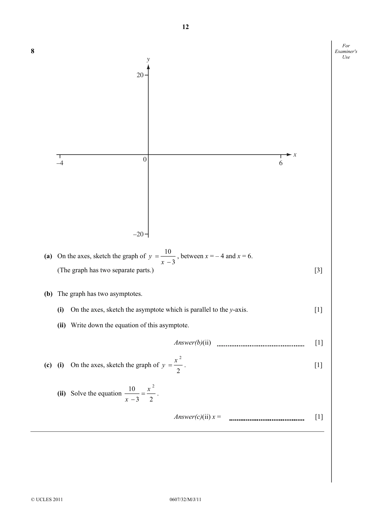 Cambridge IGCSE Mathematics - International 0607 2011 May/June Paper 3 · Variant 2 question paper, page 12 of 20
