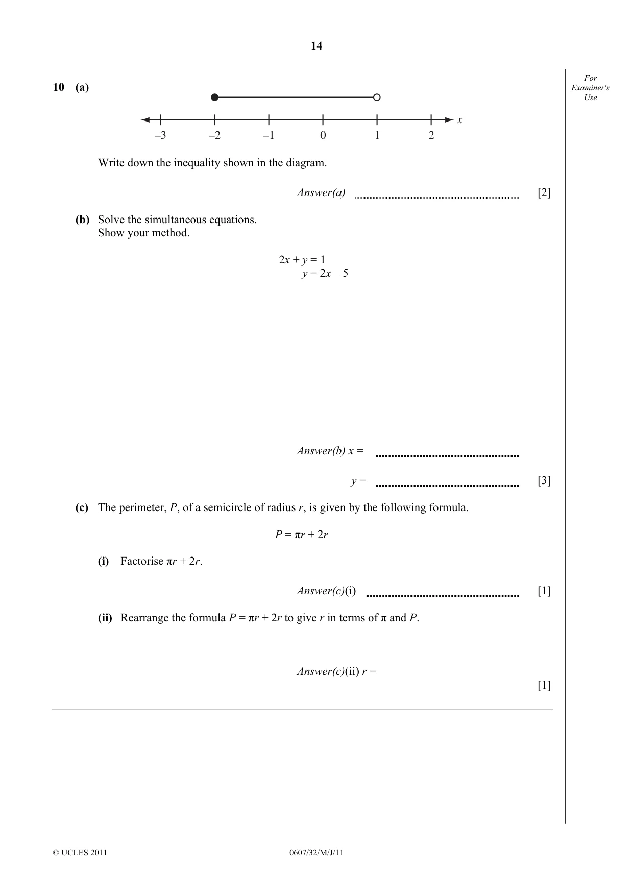 Cambridge IGCSE Mathematics - International 0607 2011 May/June Paper 3 · Variant 2 question paper, page 14 of 20