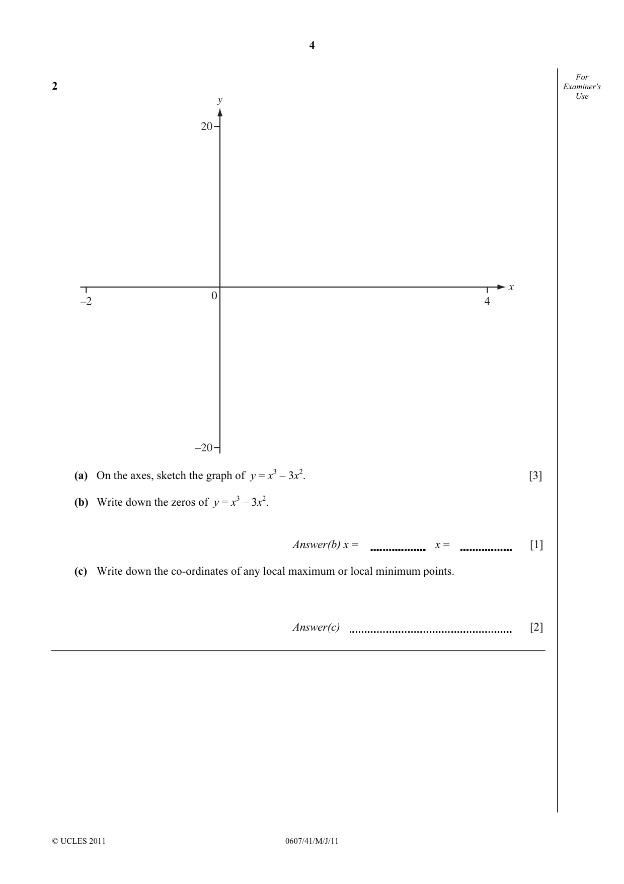 Cambridge IGCSE Mathematics - International 0607 2011 May/June Paper 4 · Variant 1 question paper, page 4 of 20