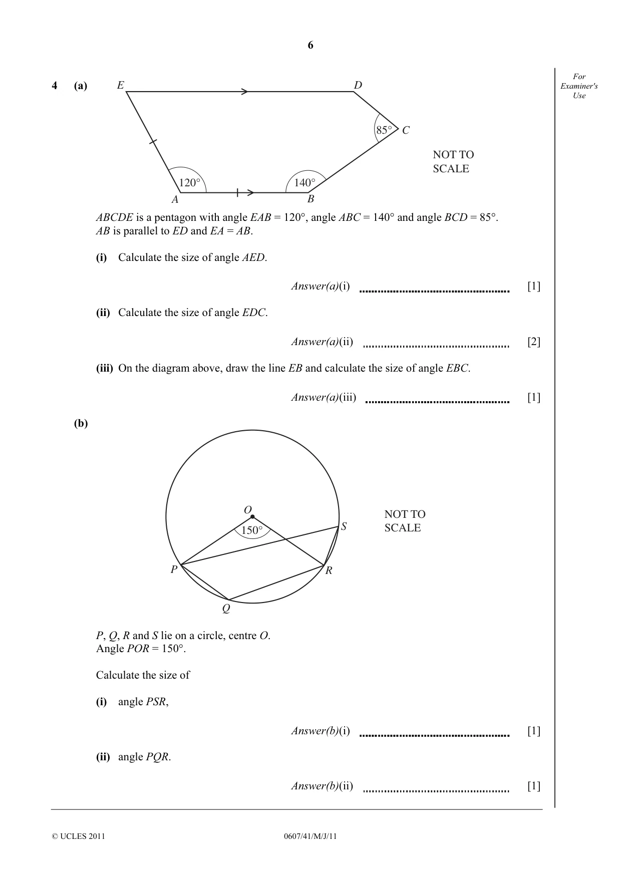 Cambridge IGCSE Mathematics - International 0607 2011 May/June Paper 4 · Variant 1 question paper, page 6 of 20