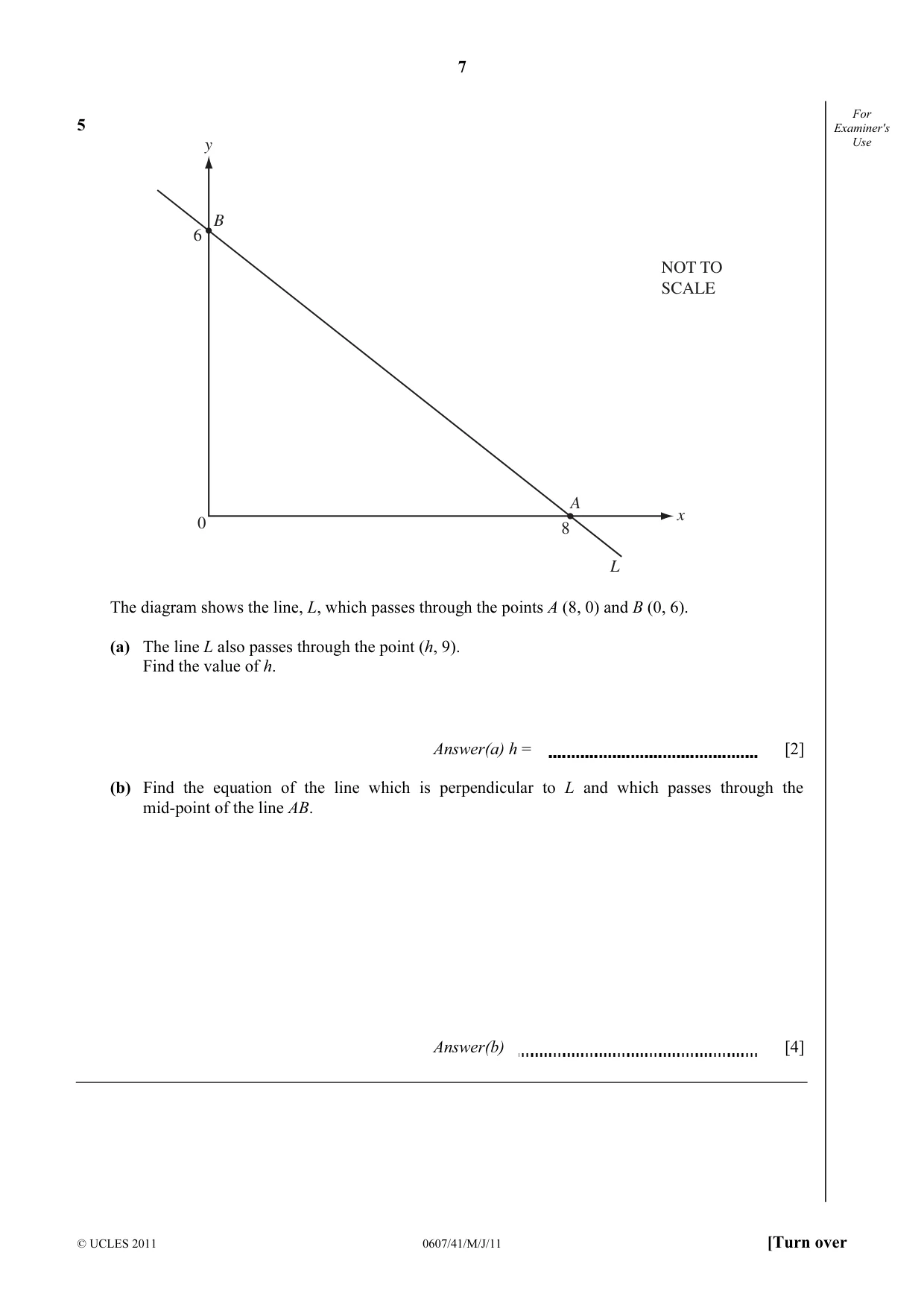 Cambridge IGCSE Mathematics - International 0607 2011 May/June Paper 4 · Variant 1 question paper, page 7 of 20