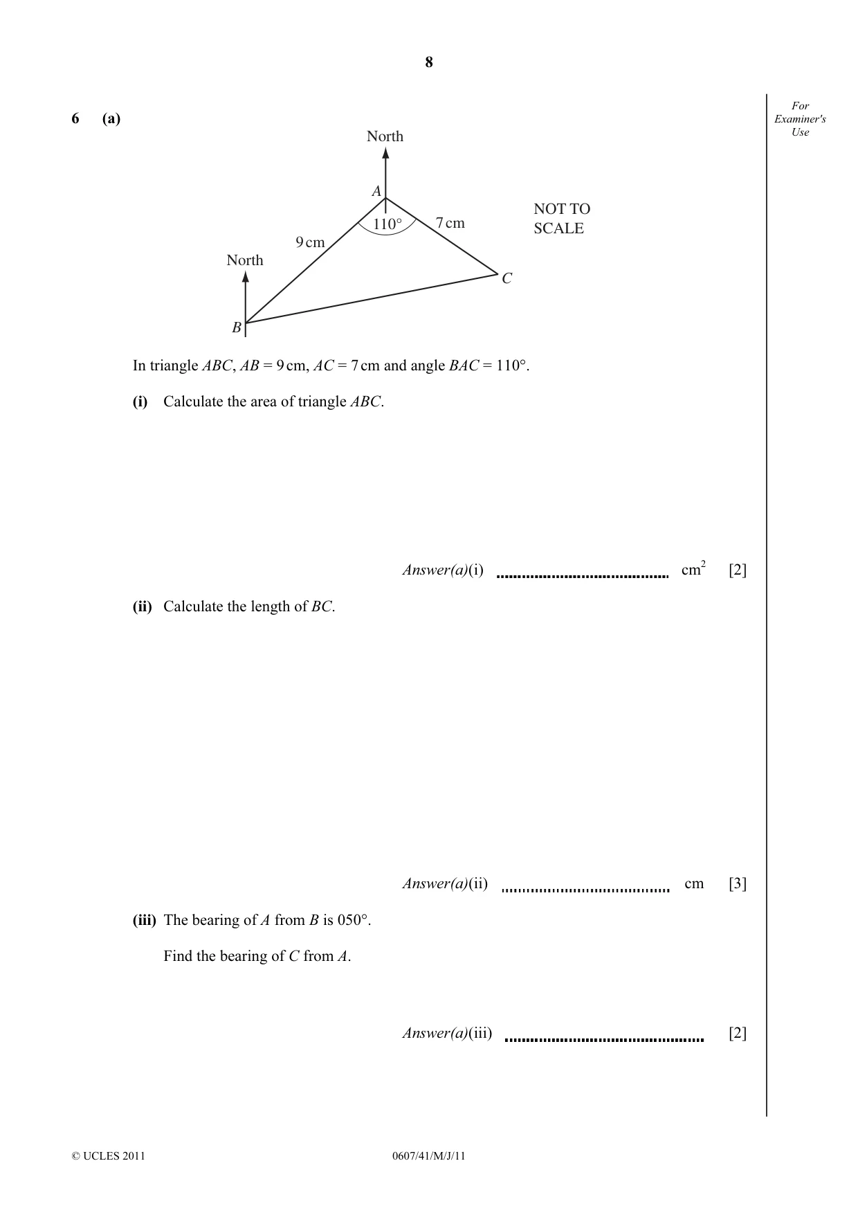 Cambridge IGCSE Mathematics - International 0607 2011 May/June Paper 4 · Variant 1 question paper, page 8 of 20