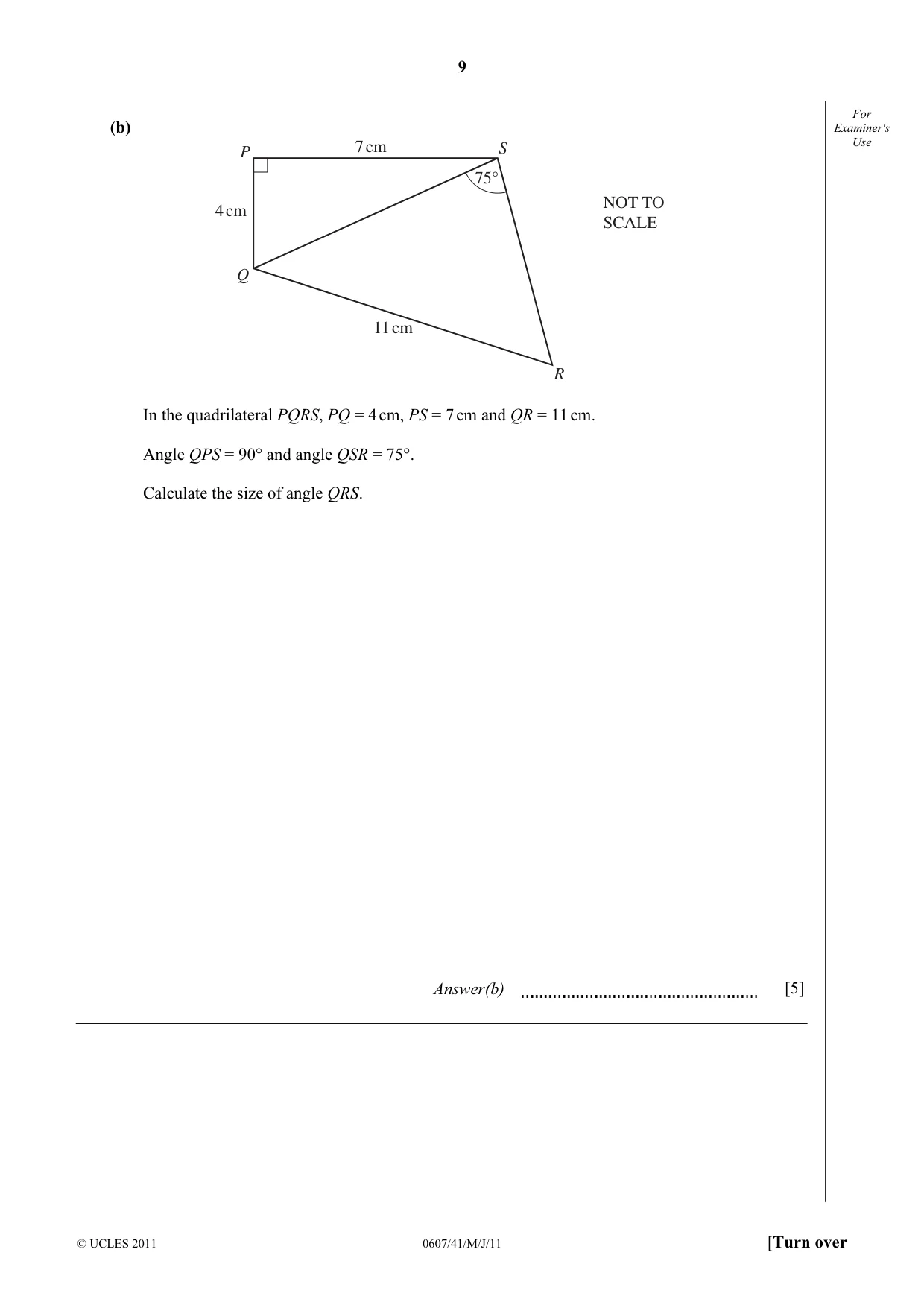 Cambridge IGCSE Mathematics - International 0607 2011 May/June Paper 4 · Variant 1 question paper, page 9 of 20