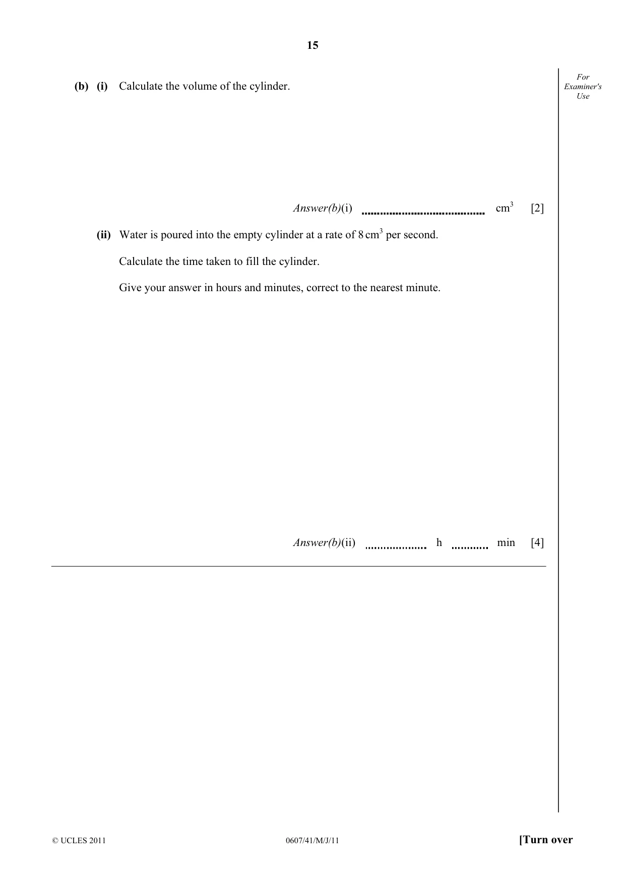 Cambridge IGCSE Mathematics - International 0607 2011 May/June Paper 4 · Variant 1 question paper, page 15 of 20