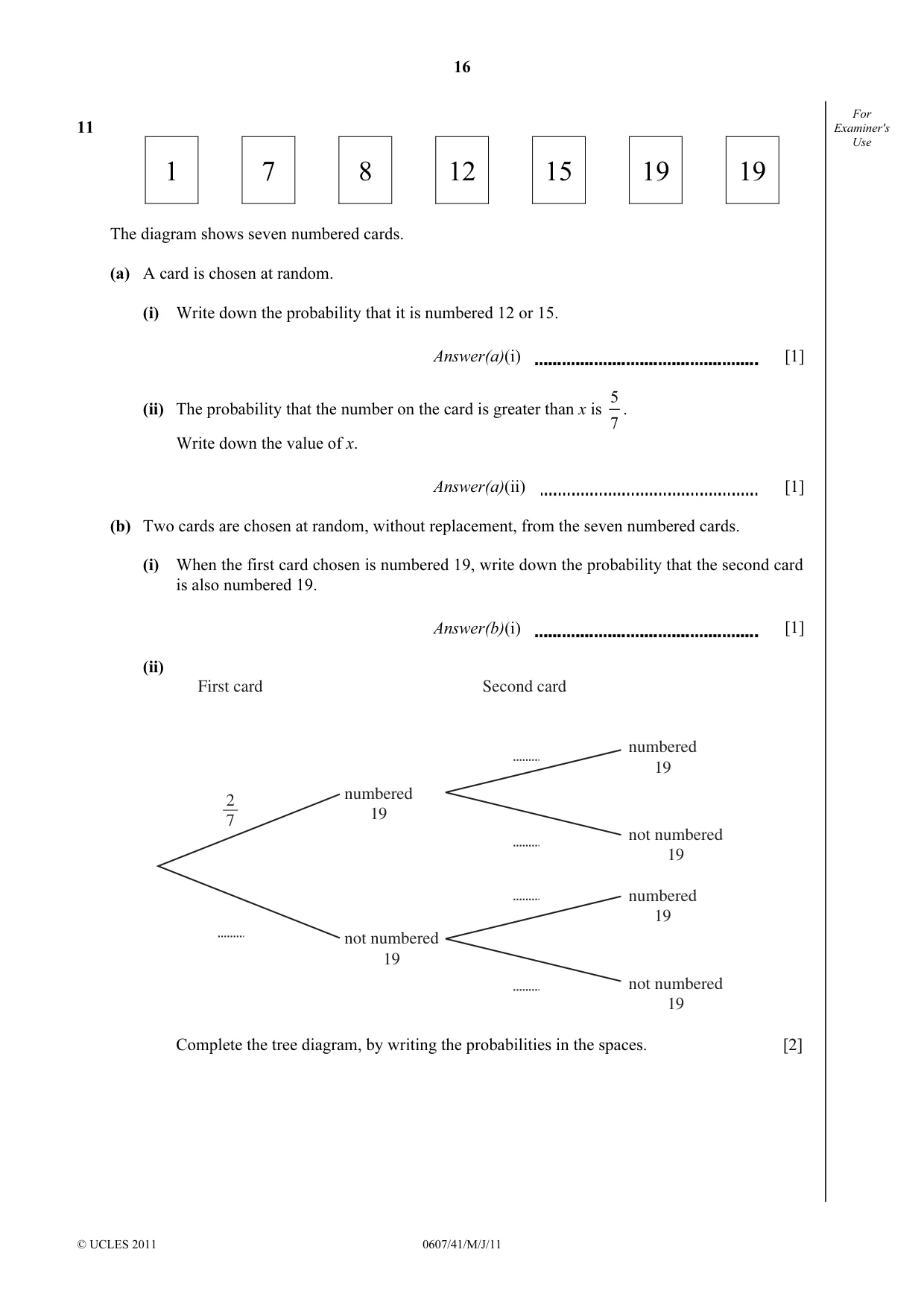 Cambridge IGCSE Mathematics - International 0607 2011 May/June Paper 4 · Variant 1 question paper, page 16 of 20