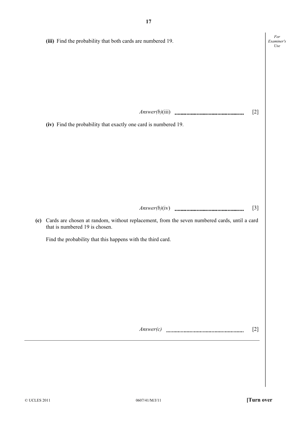 Cambridge IGCSE Mathematics - International 0607 2011 May/June Paper 4 · Variant 1 question paper, page 17 of 20