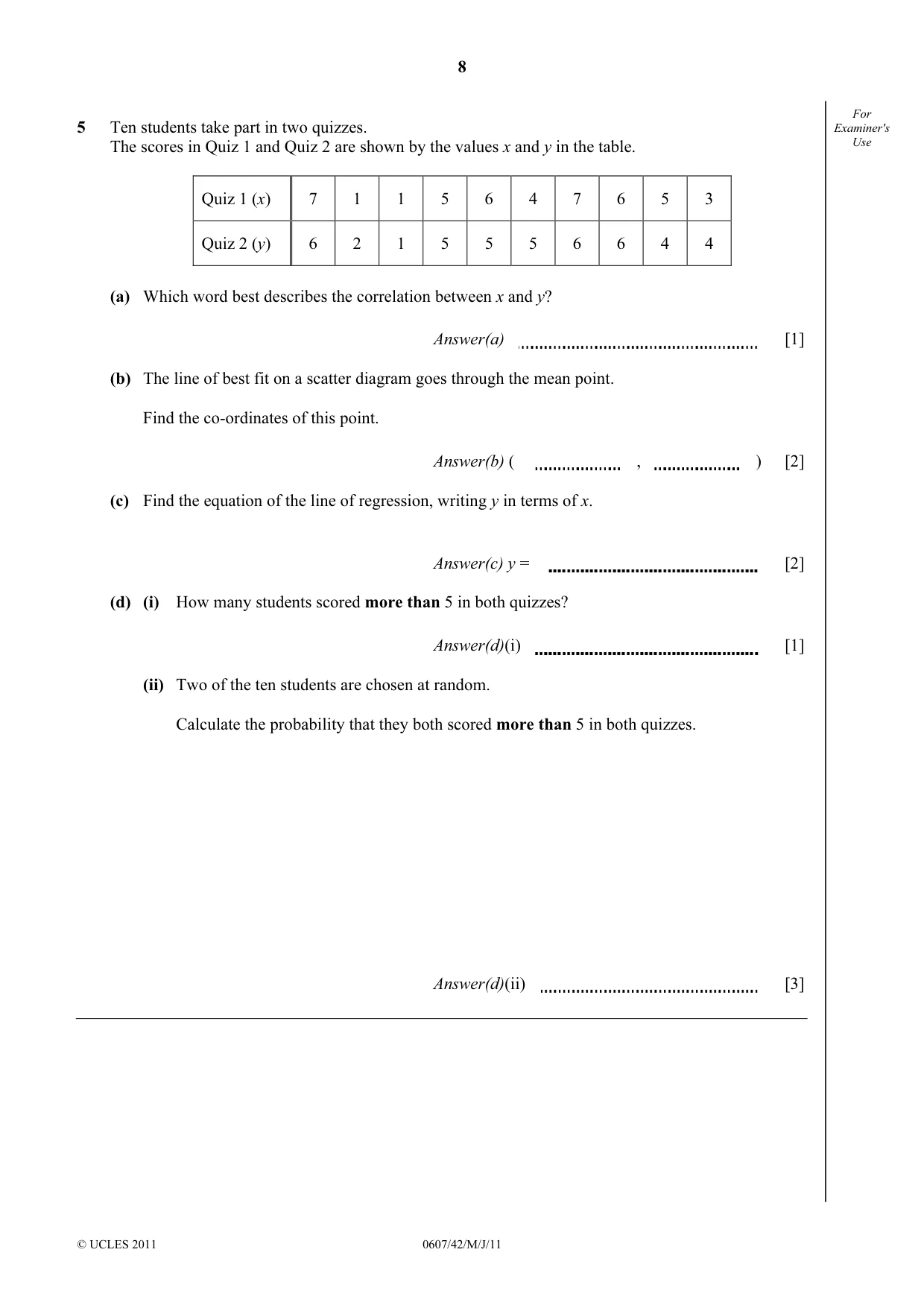 Cambridge IGCSE Mathematics - International 0607 2011 May/June Paper 4 · Variant 2 question paper, page 8 of 16