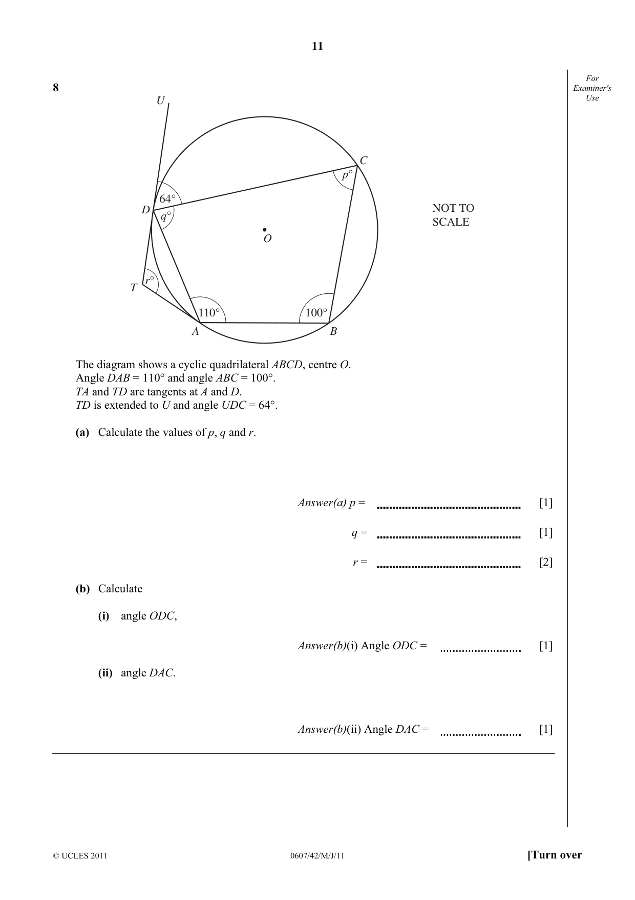 Cambridge IGCSE Mathematics - International 0607 2011 May/June Paper 4 · Variant 2 question paper, page 11 of 16