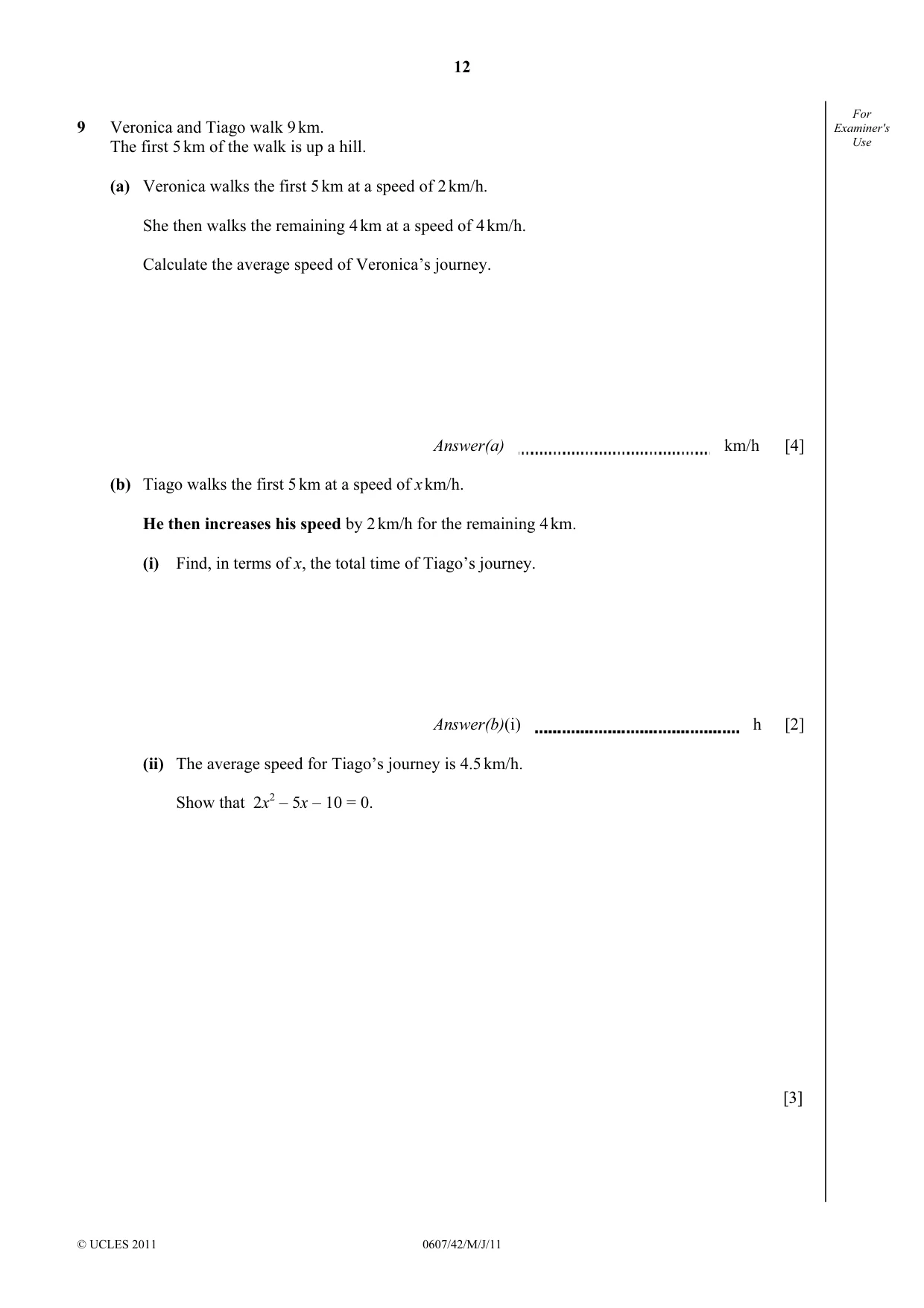 Cambridge IGCSE Mathematics - International 0607 2011 May/June Paper 4 · Variant 2 question paper, page 12 of 16
