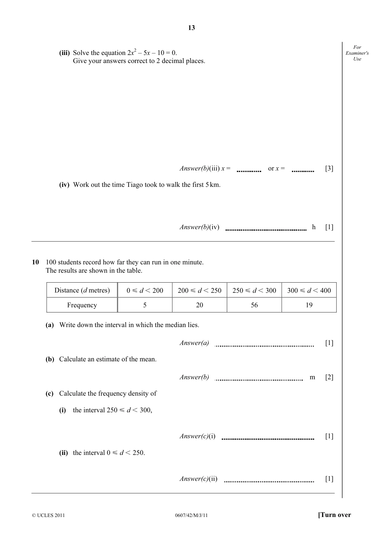 Cambridge IGCSE Mathematics - International 0607 2011 May/June Paper 4 · Variant 2 question paper, page 13 of 16