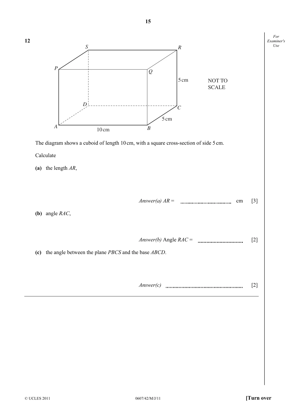 Cambridge IGCSE Mathematics - International 0607 2011 May/June Paper 4 · Variant 2 question paper, page 15 of 16