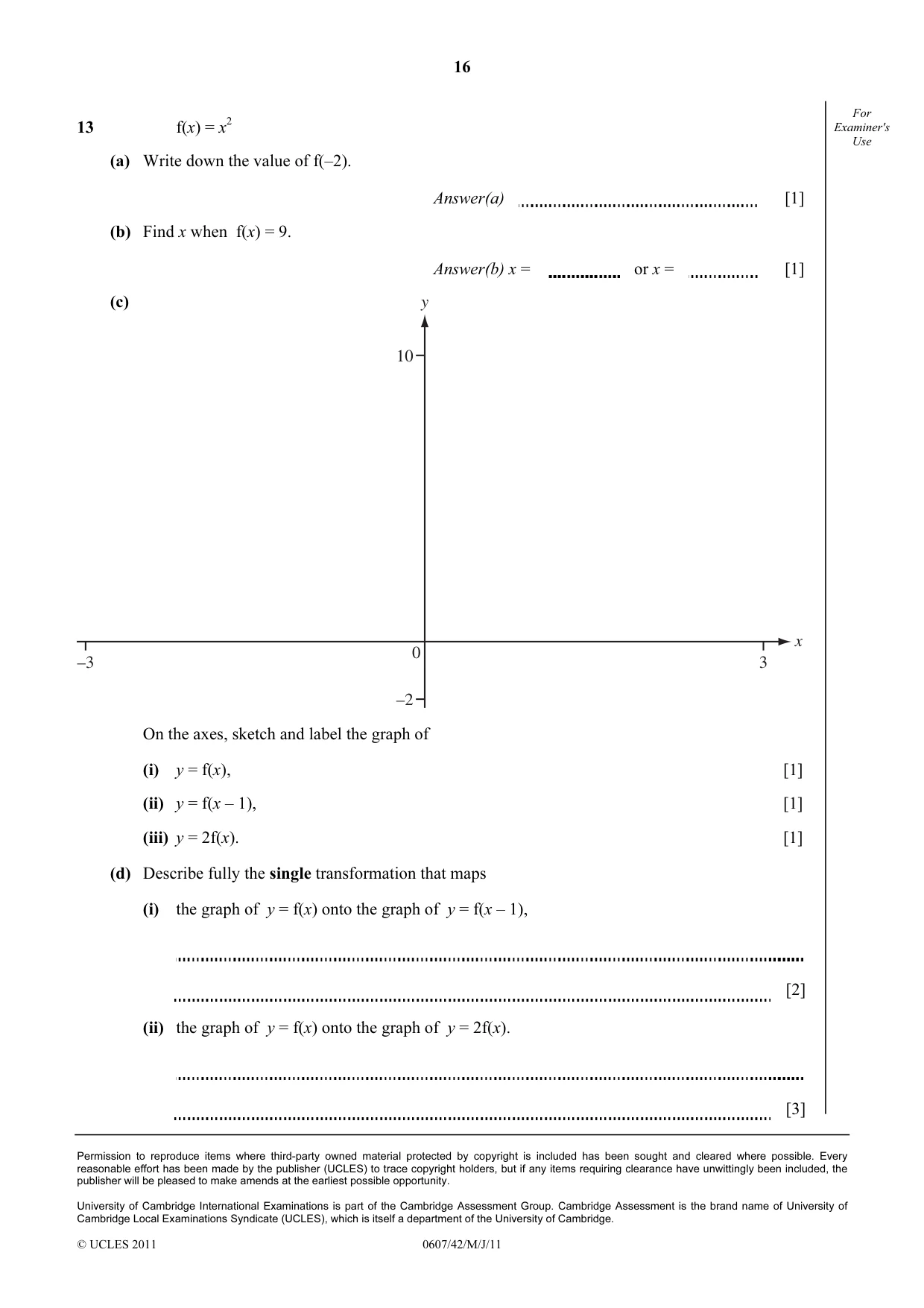 Cambridge IGCSE Mathematics - International 0607 2011 May/June Paper 4 · Variant 2 question paper, page 16 of 16