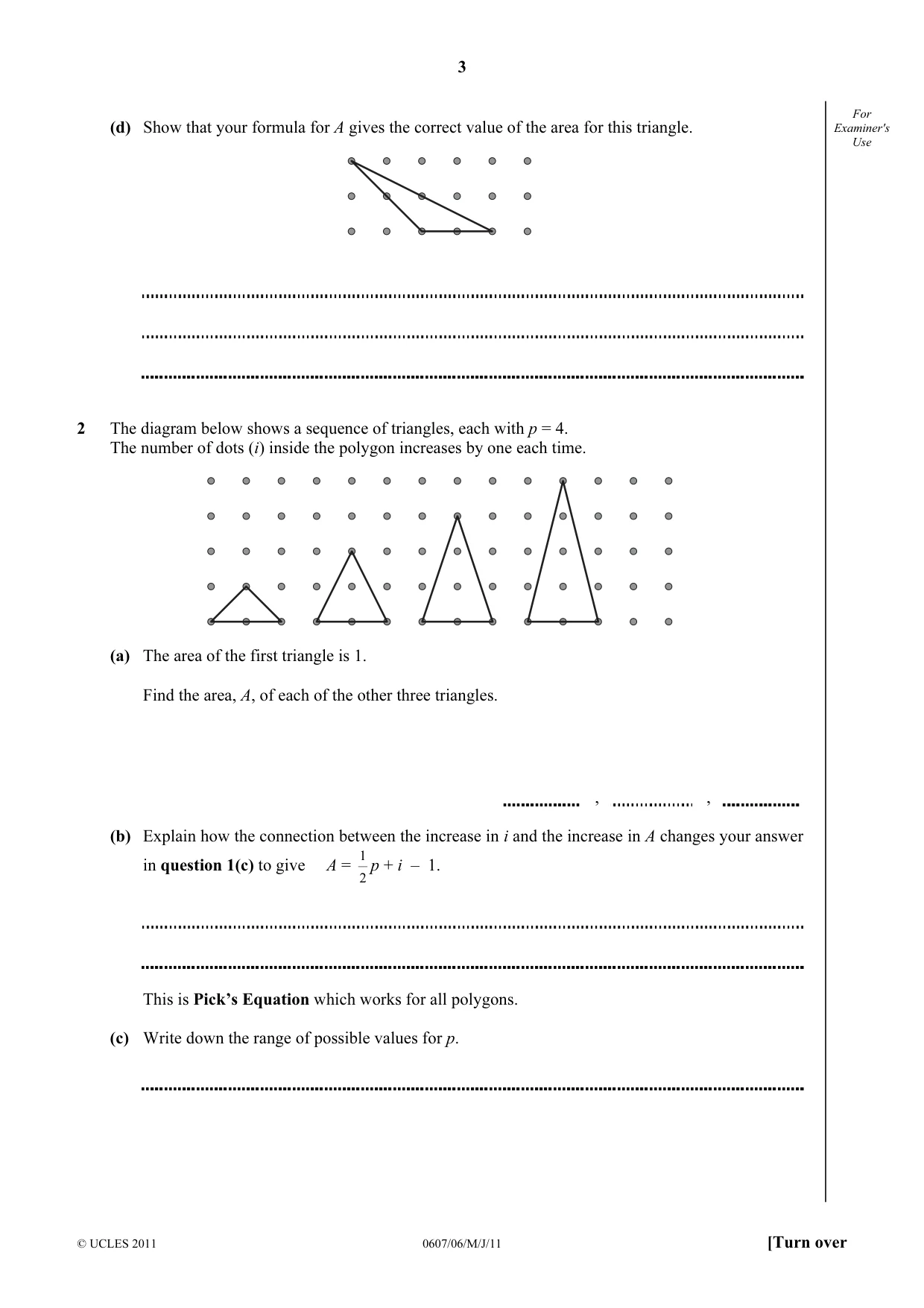 Cambridge IGCSE Mathematics - International 0607 2011 May/June Paper 6 · Variant 1 question paper, page 3 of 8
