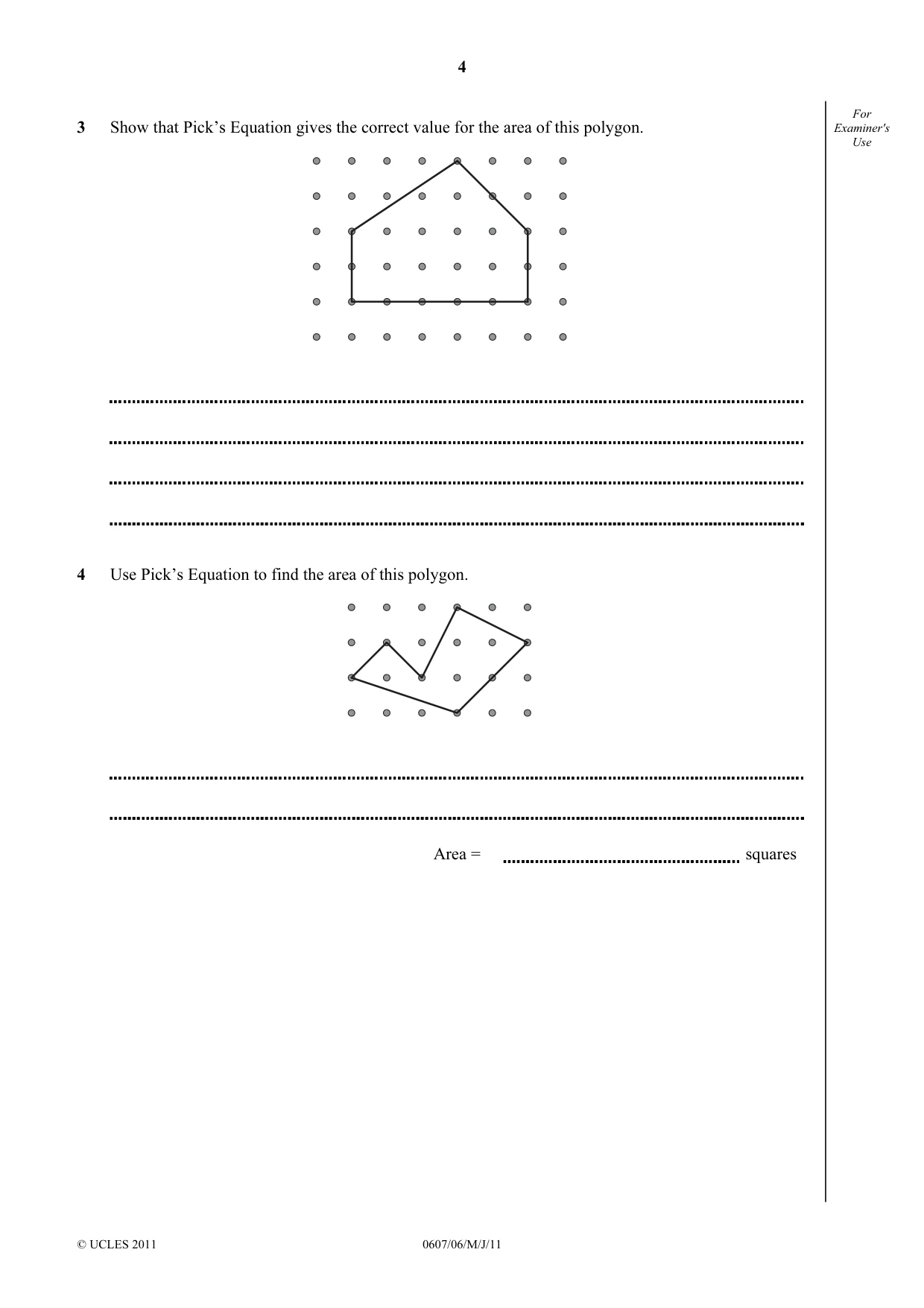 Cambridge IGCSE Mathematics - International 0607 2011 May/June Paper 6 · Variant 1 question paper, page 4 of 8