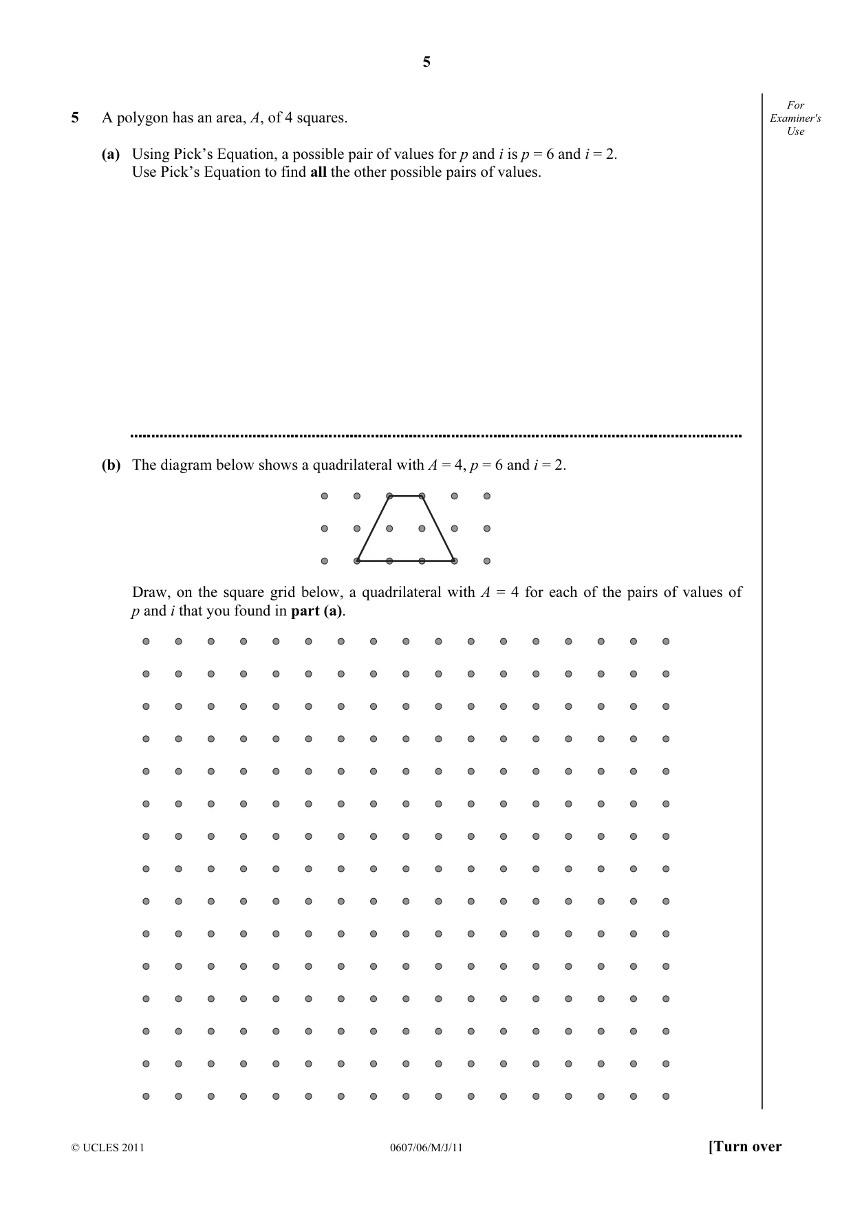 Cambridge IGCSE Mathematics - International 0607 2011 May/June Paper 6 · Variant 1 question paper, page 5 of 8