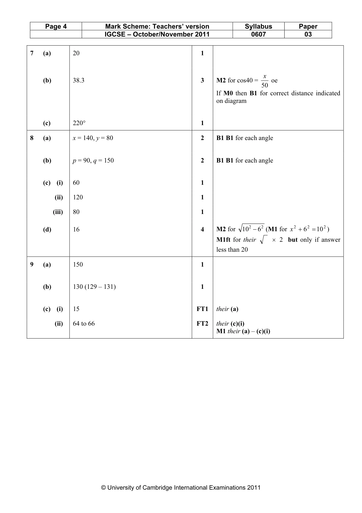 Mark scheme, page 4 of 6