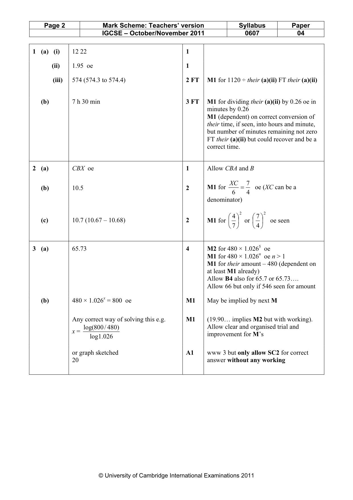 Mark scheme, page 2 of 7