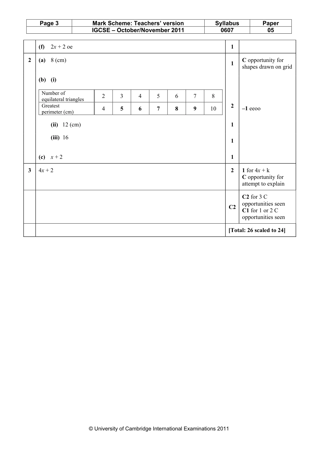 Mark scheme, page 3 of 3