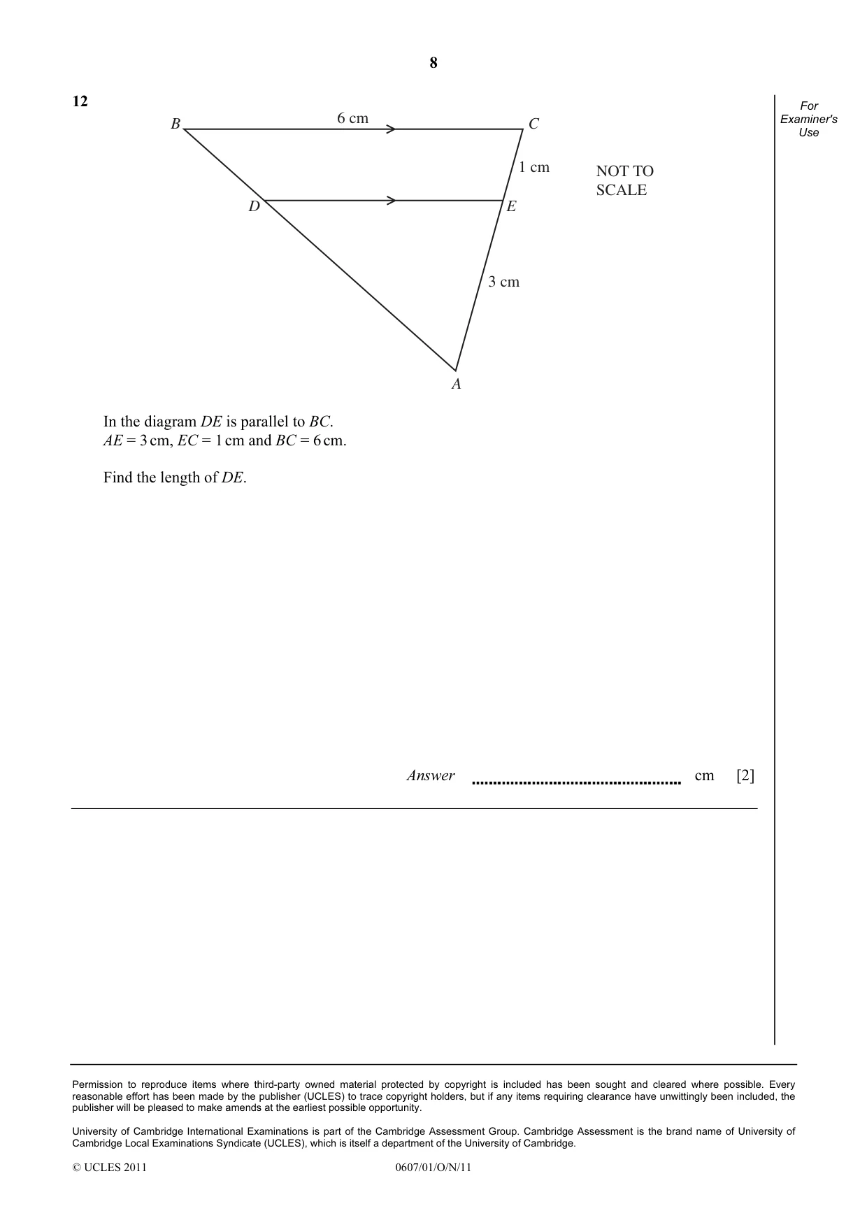 Cambridge IGCSE Mathematics - International 0607 2011 Oct/Nov Paper 1 · Variant 1 question paper, page 8 of 8