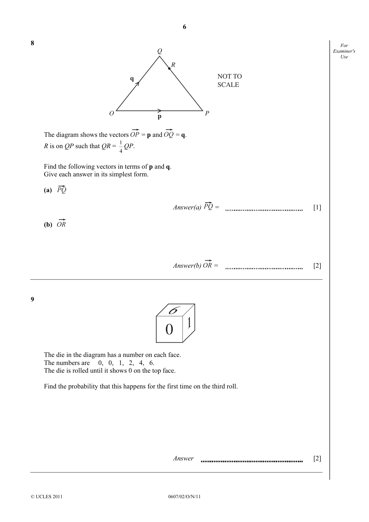 Cambridge IGCSE Mathematics - International 0607 2011 Oct/Nov Paper 2 · Variant 1 question paper, page 6 of 8