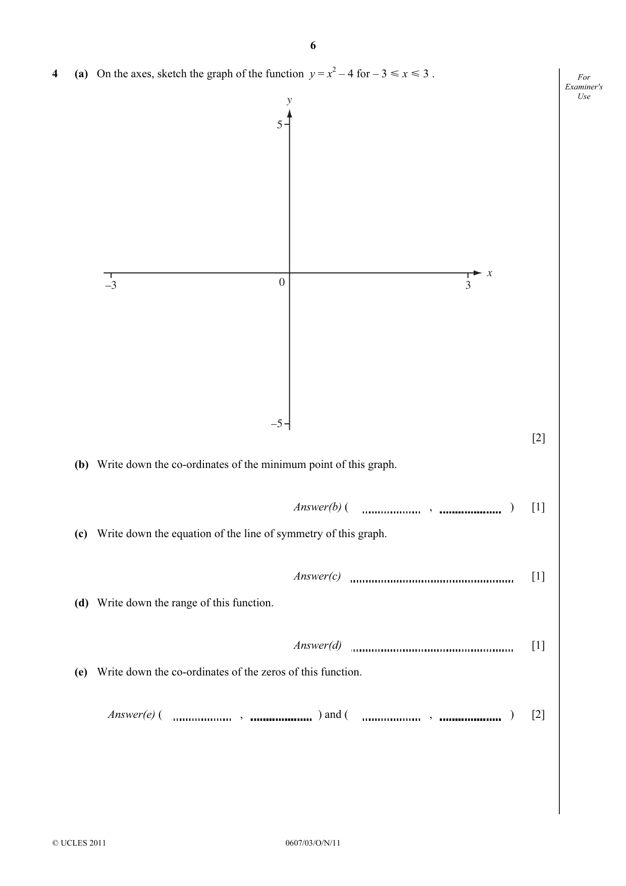 Cambridge IGCSE Mathematics - International 0607 2011 Oct/Nov Paper 3 · Variant 1 question paper, page 6 of 16