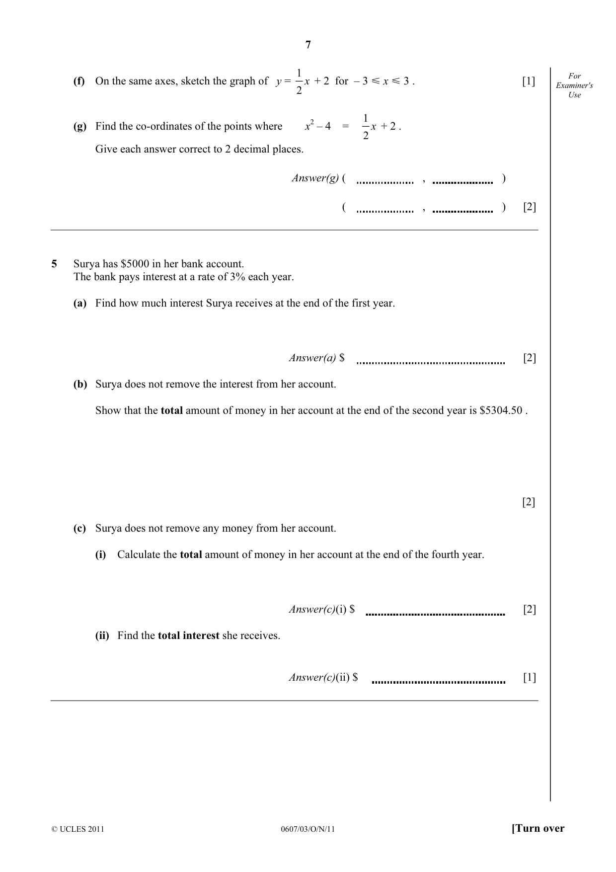 Cambridge IGCSE Mathematics - International 0607 2011 Oct/Nov Paper 3 · Variant 1 question paper, page 7 of 16