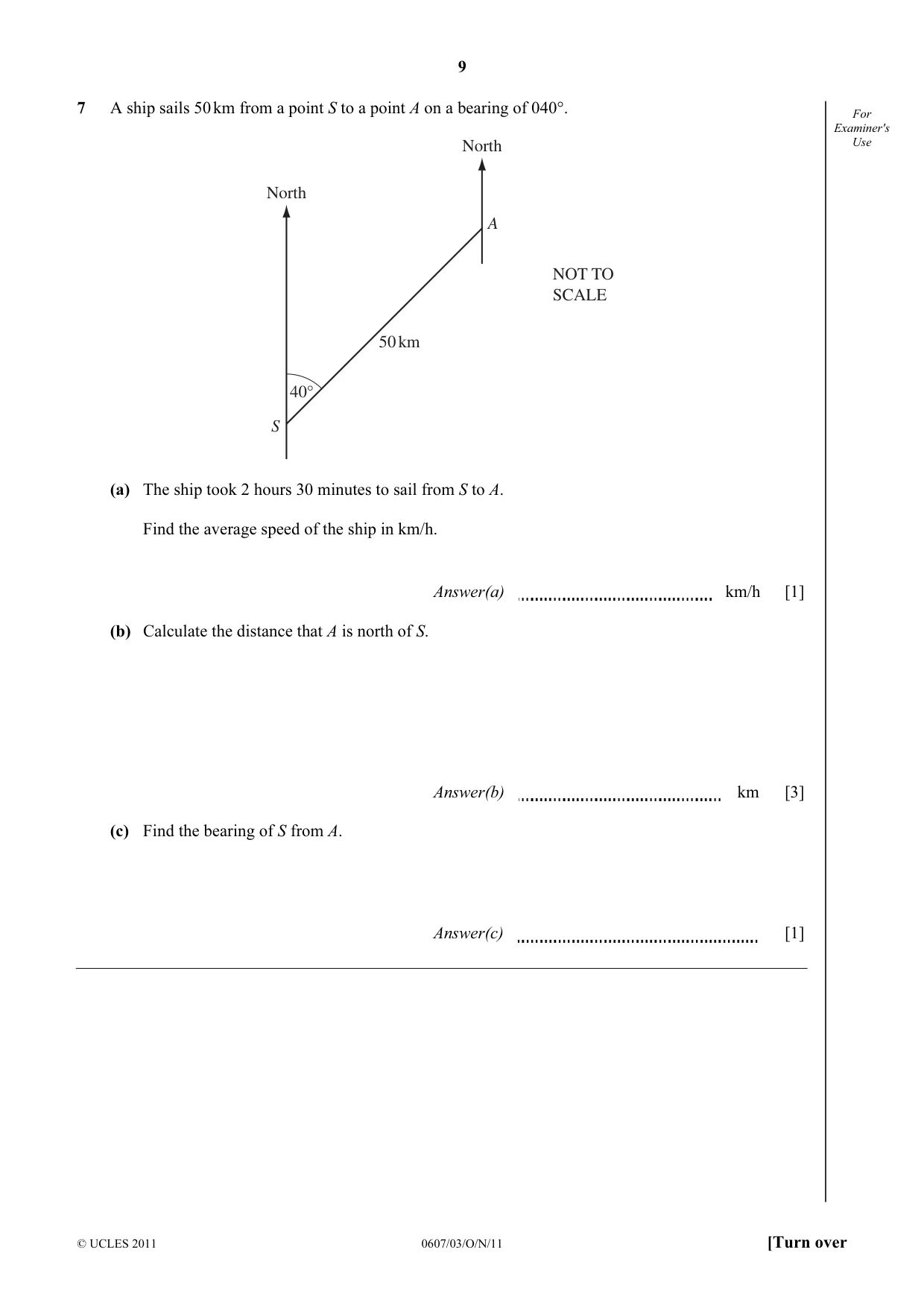Cambridge IGCSE Mathematics - International 0607 2011 Oct/Nov Paper 3 · Variant 1 question paper, page 9 of 16