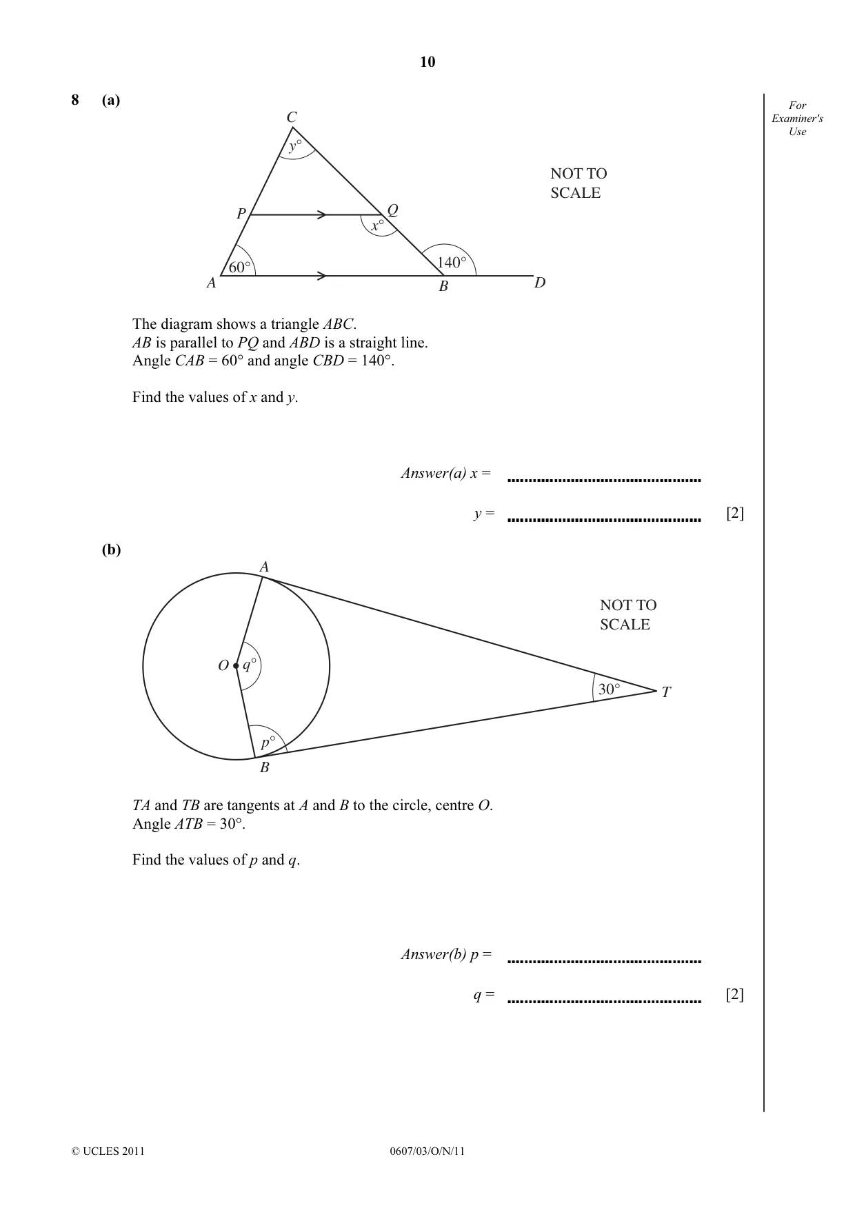 Cambridge IGCSE Mathematics - International 0607 2011 Oct/Nov Paper 3 · Variant 1 question paper, page 10 of 16