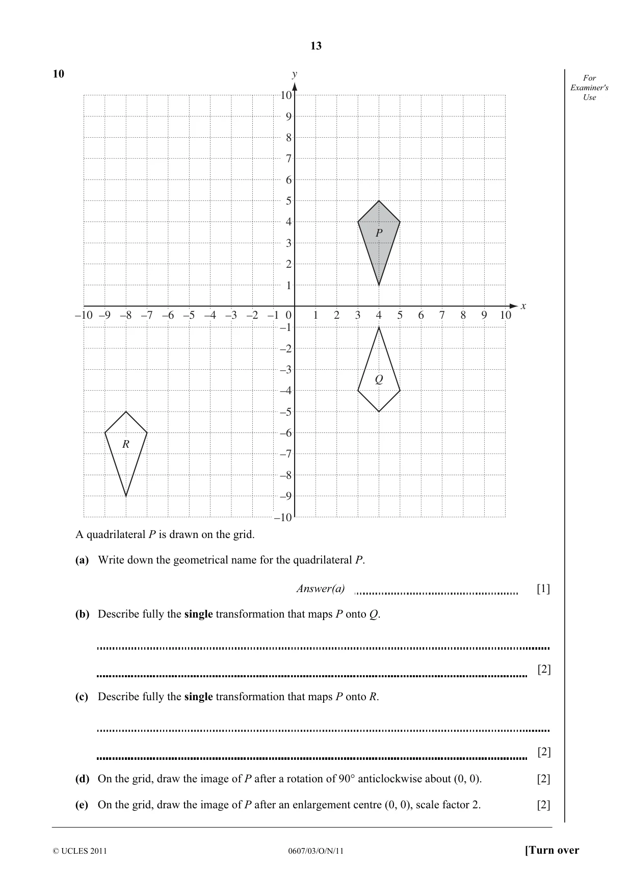 Cambridge IGCSE Mathematics - International 0607 2011 Oct/Nov Paper 3 · Variant 1 question paper, page 13 of 16
