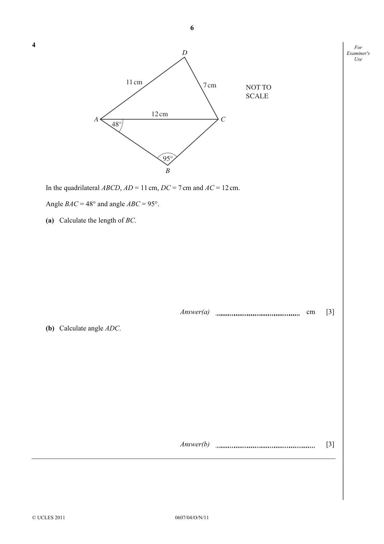 Cambridge IGCSE Mathematics - International 0607 2011 Oct/Nov Paper 4 · Variant 1 question paper, page 6 of 20