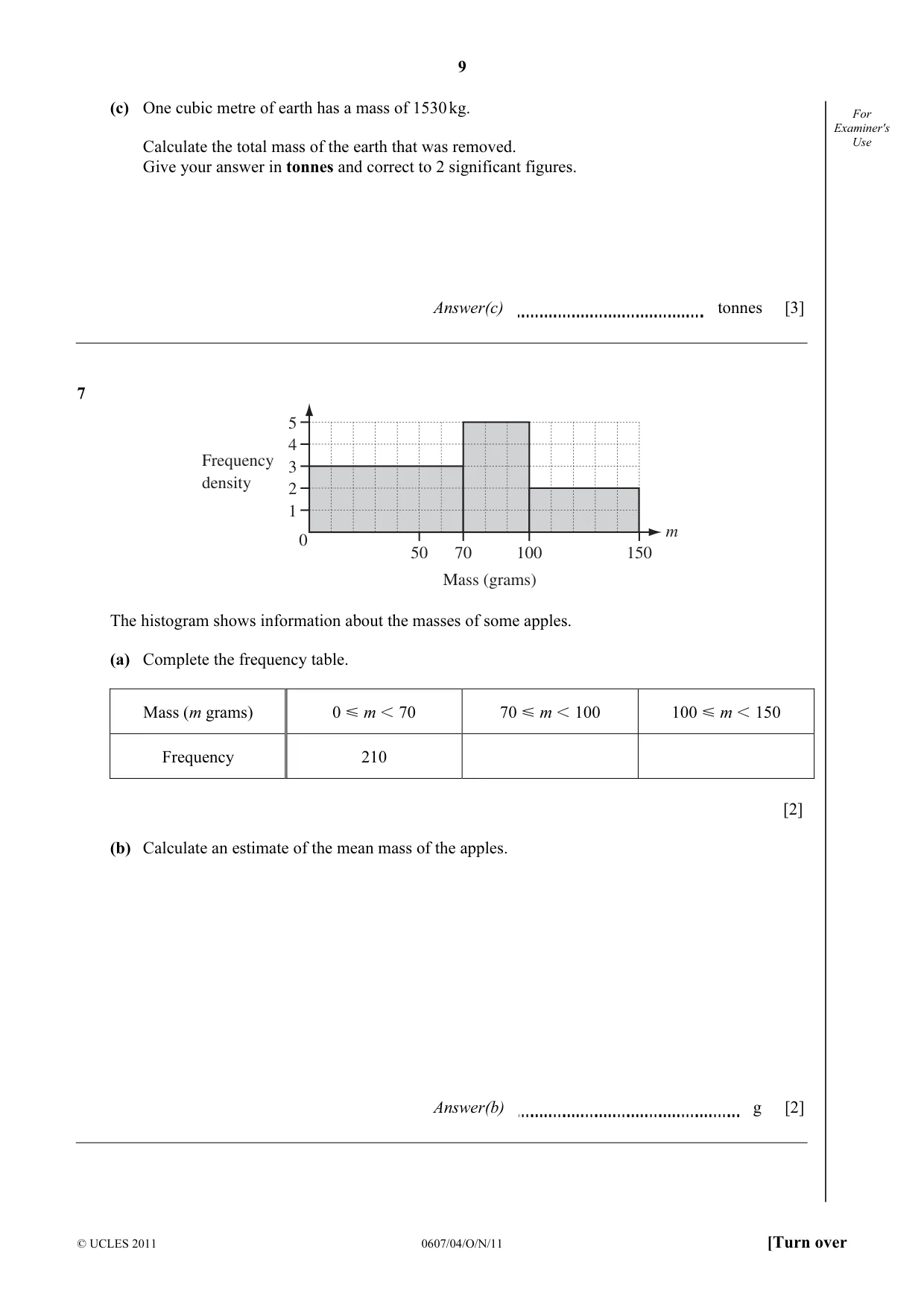Cambridge IGCSE Mathematics - International 0607 2011 Oct/Nov Paper 4 · Variant 1 question paper, page 9 of 20