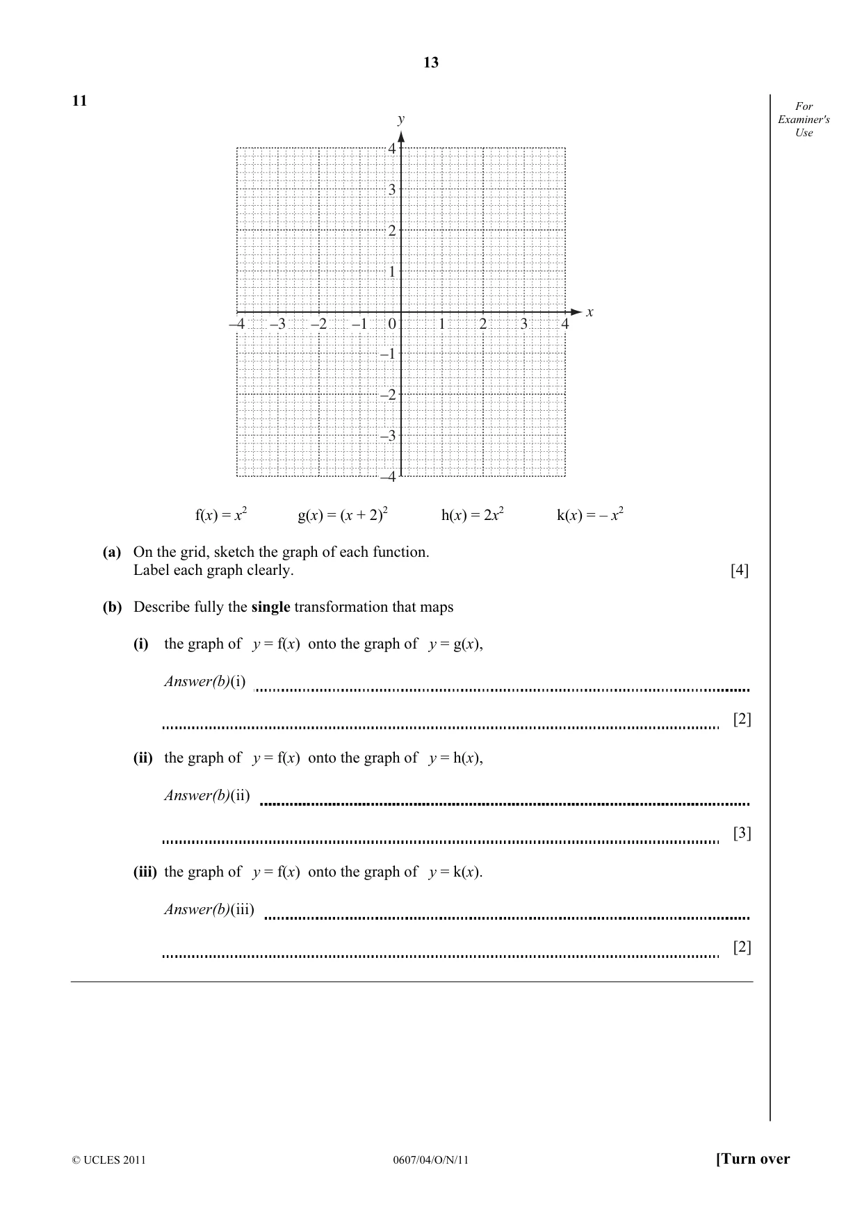 Cambridge IGCSE Mathematics - International 0607 2011 Oct/Nov Paper 4 · Variant 1 question paper, page 13 of 20