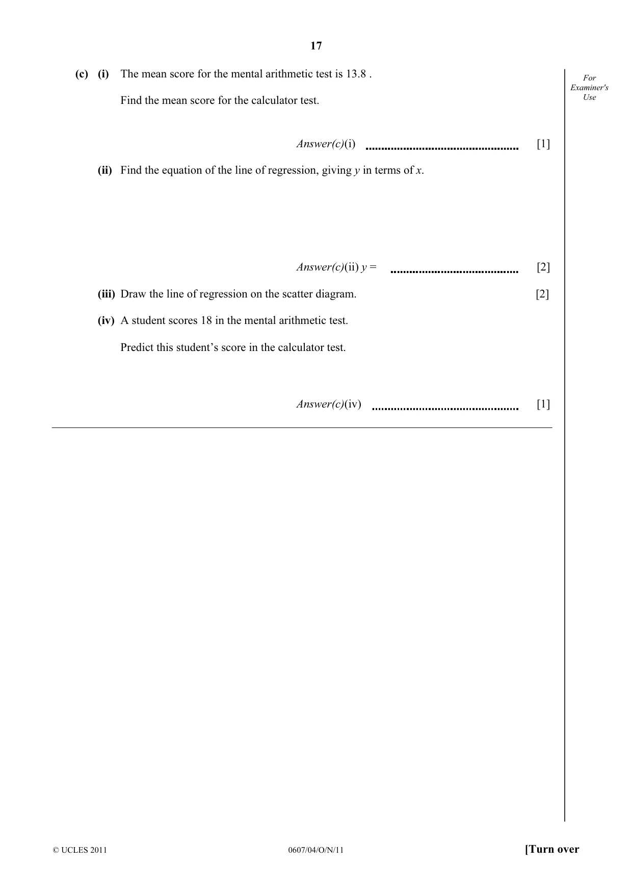 Cambridge IGCSE Mathematics - International 0607 2011 Oct/Nov Paper 4 · Variant 1 question paper, page 17 of 20
