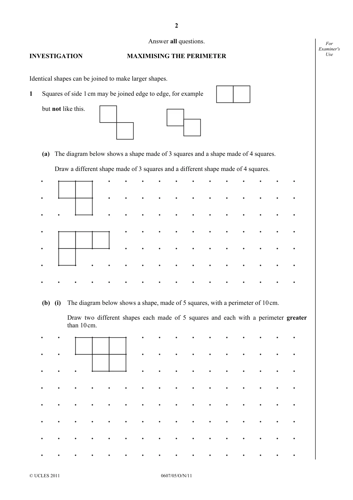 Cambridge IGCSE Mathematics - International 0607 2011 Oct/Nov Paper 5 · Variant 1 question paper, page 2 of 8