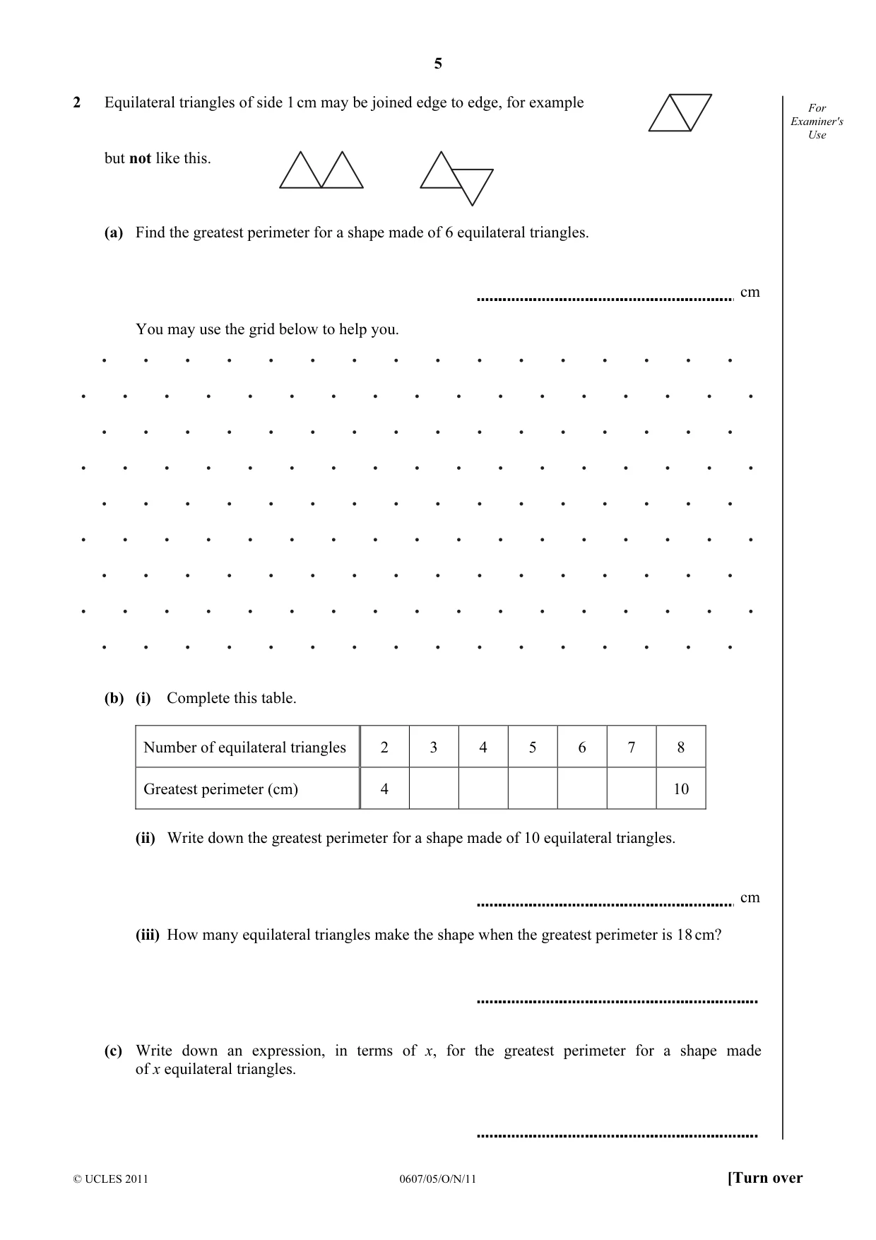 Cambridge IGCSE Mathematics - International 0607 2011 Oct/Nov Paper 5 · Variant 1 question paper, page 5 of 8