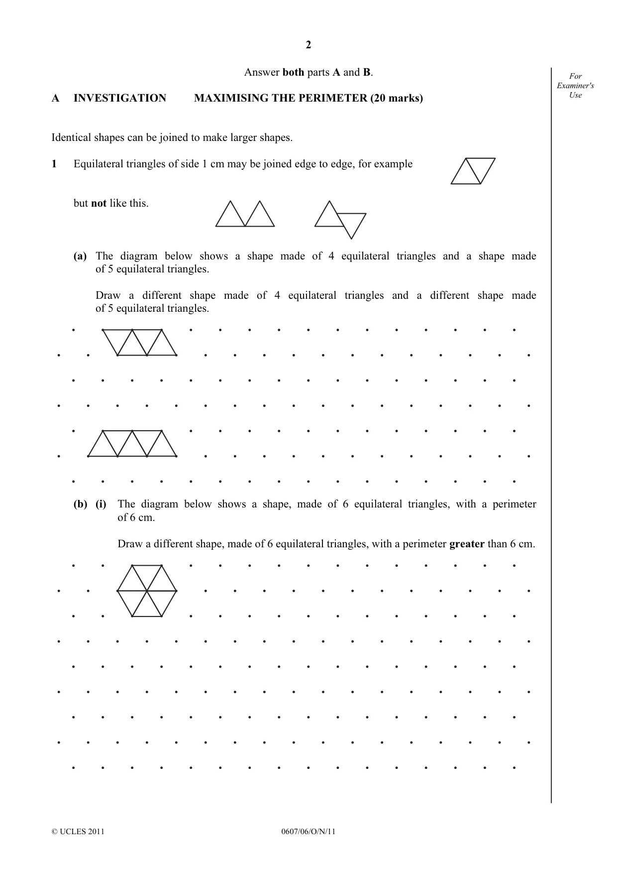 Cambridge IGCSE Mathematics - International 0607 2011 Oct/Nov Paper 6 · Variant 1 question paper, page 2 of 12