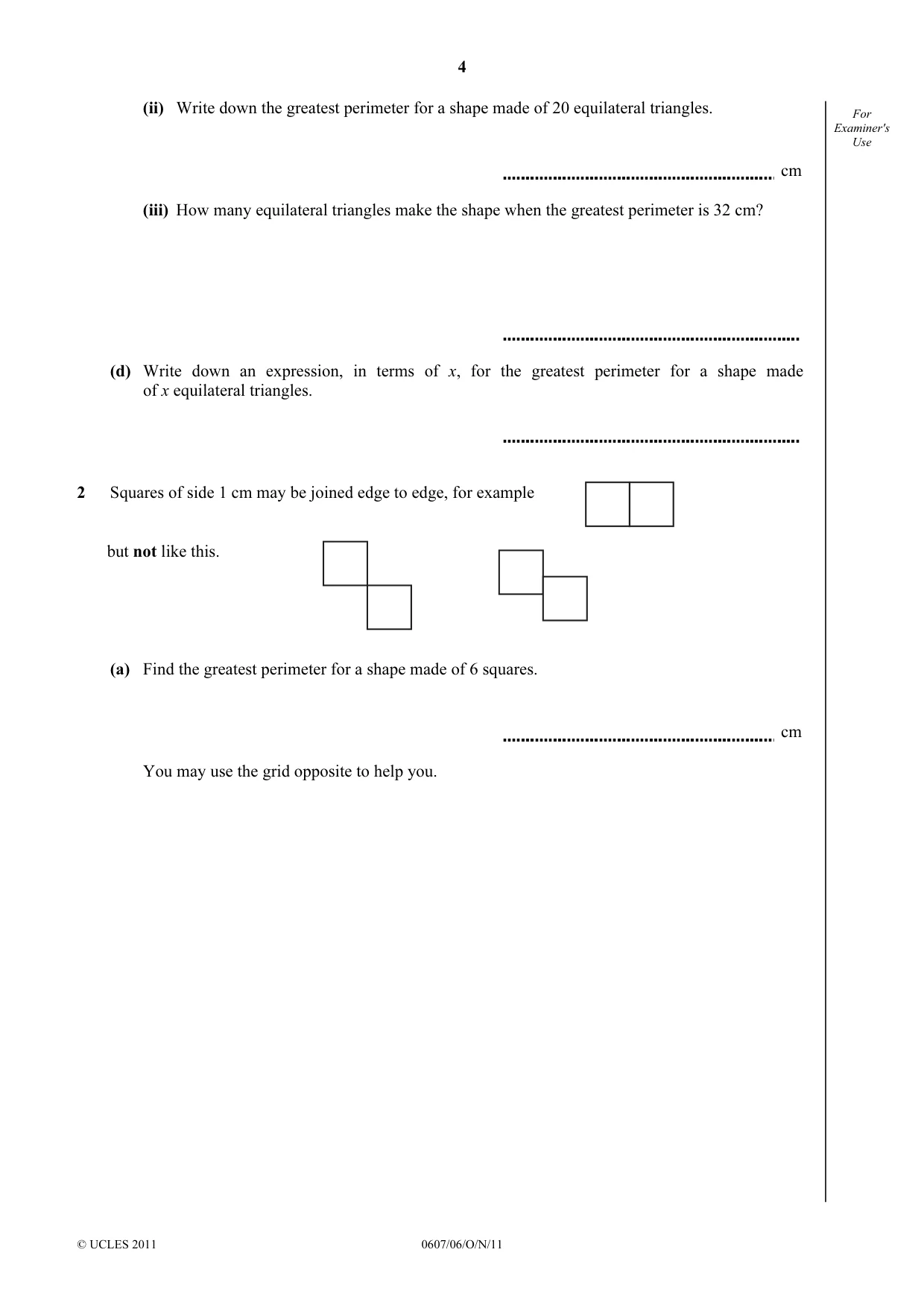 Cambridge IGCSE Mathematics - International 0607 2011 Oct/Nov Paper 6 · Variant 1 question paper, page 4 of 12