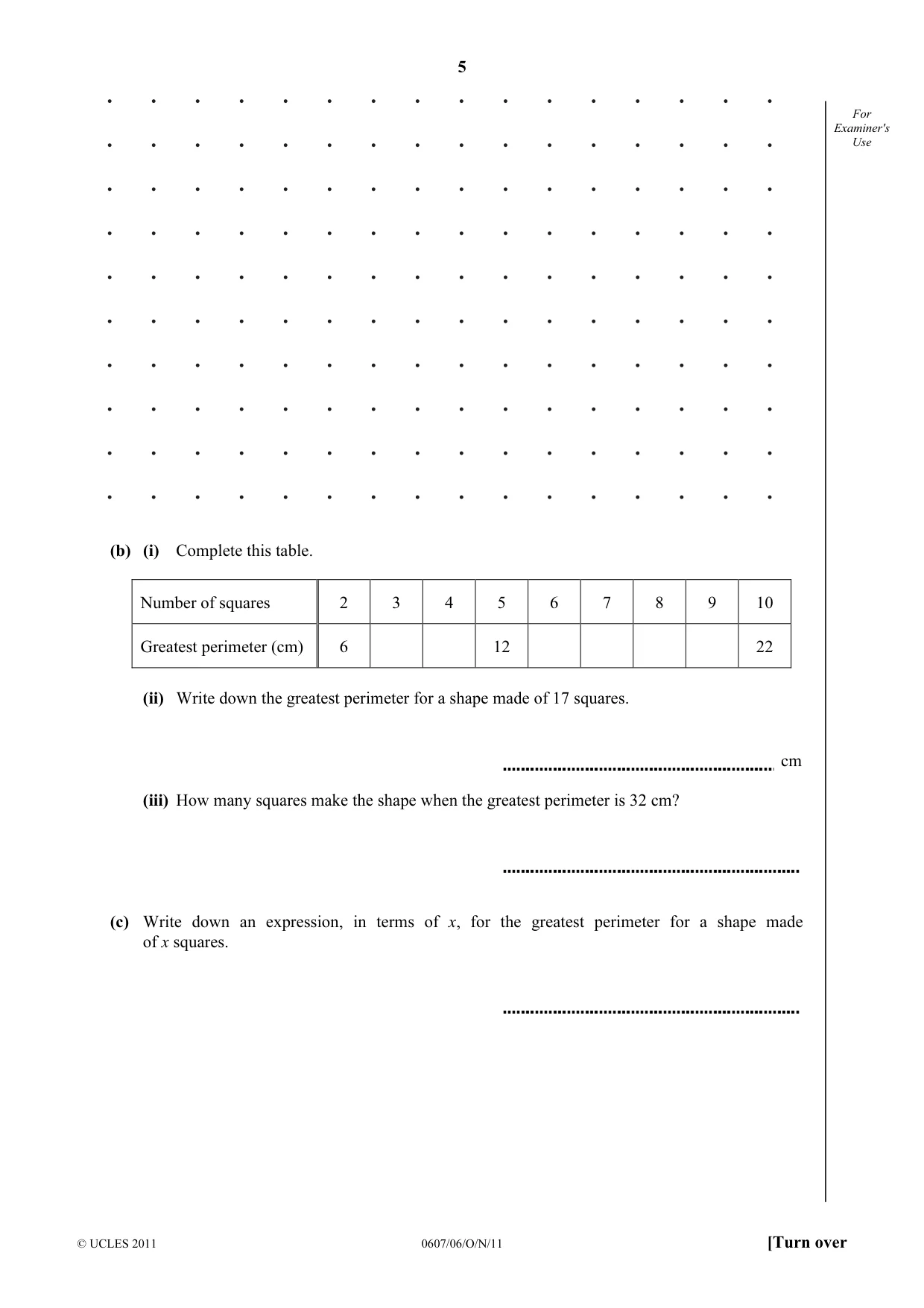 Cambridge IGCSE Mathematics - International 0607 2011 Oct/Nov Paper 6 · Variant 1 question paper, page 5 of 12