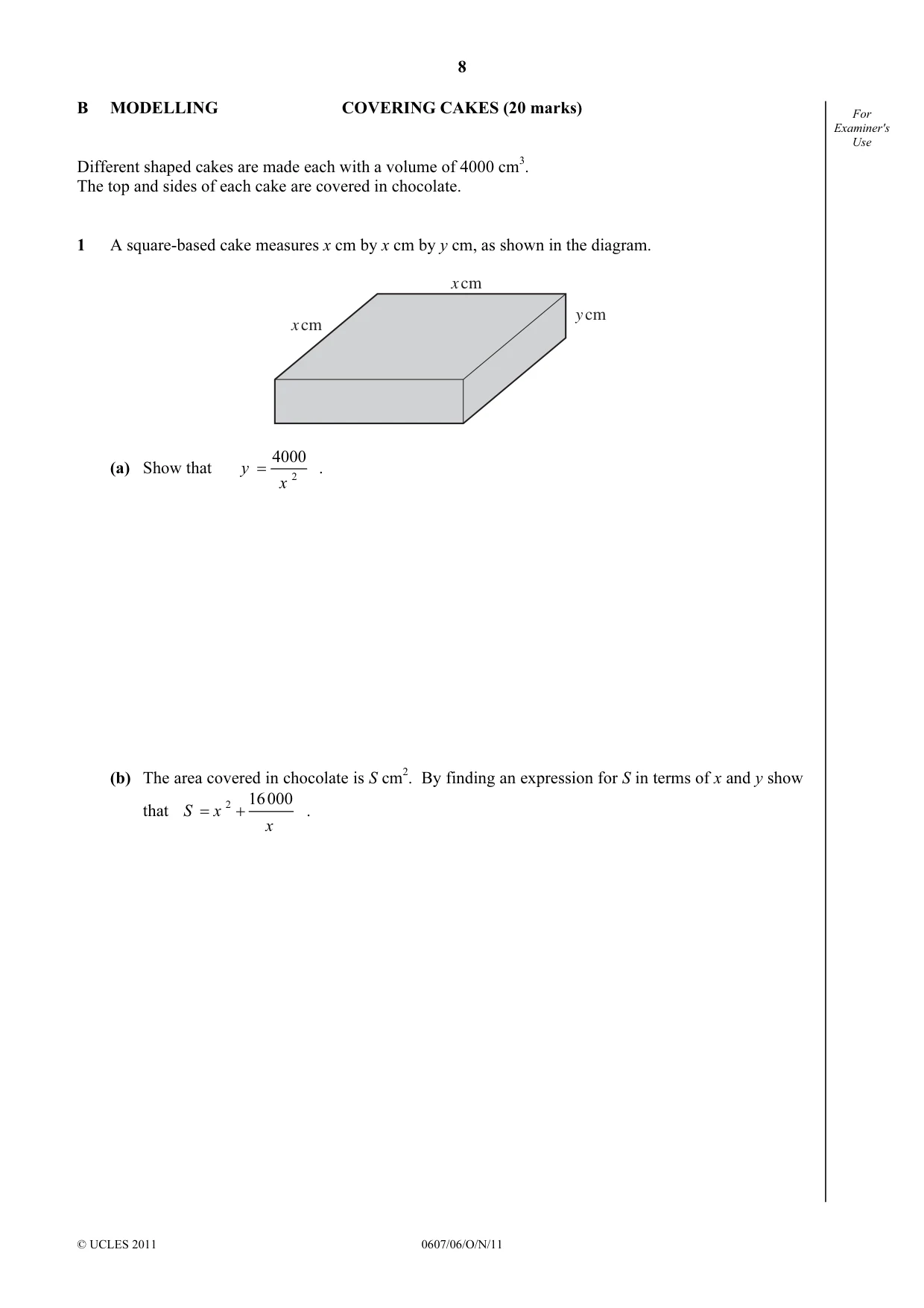 Cambridge IGCSE Mathematics - International 0607 2011 Oct/Nov Paper 6 · Variant 1 question paper, page 8 of 12