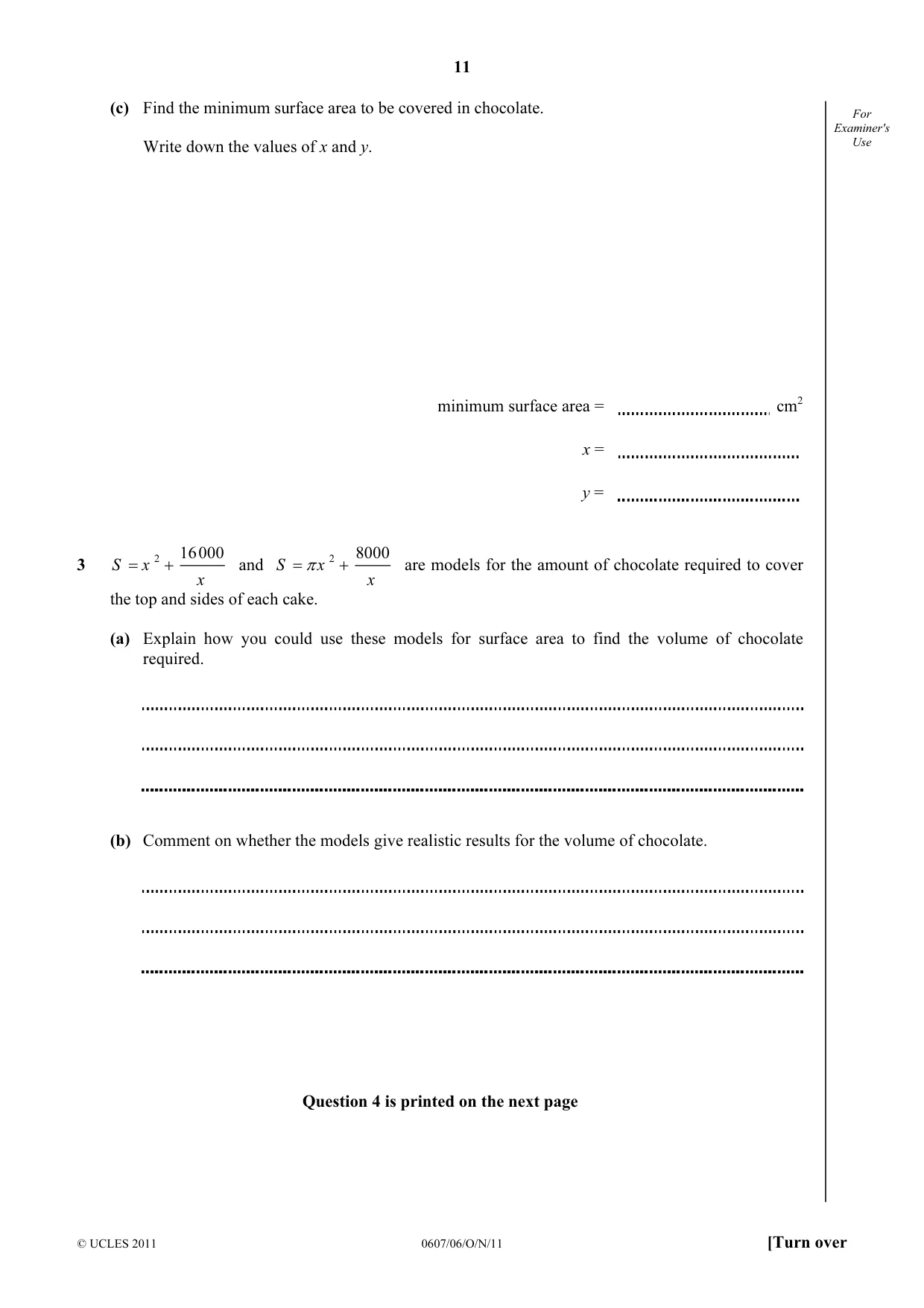Cambridge IGCSE Mathematics - International 0607 2011 Oct/Nov Paper 6 · Variant 1 question paper, page 11 of 12