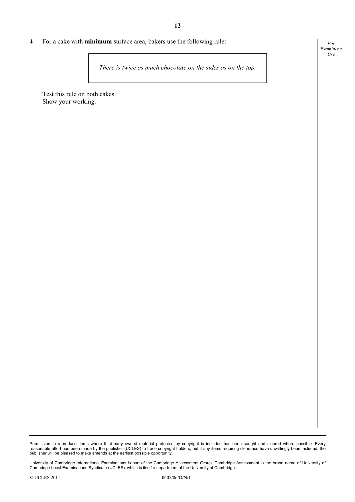Cambridge IGCSE Mathematics - International 0607 2011 Oct/Nov Paper 6 · Variant 1 question paper, page 12 of 12