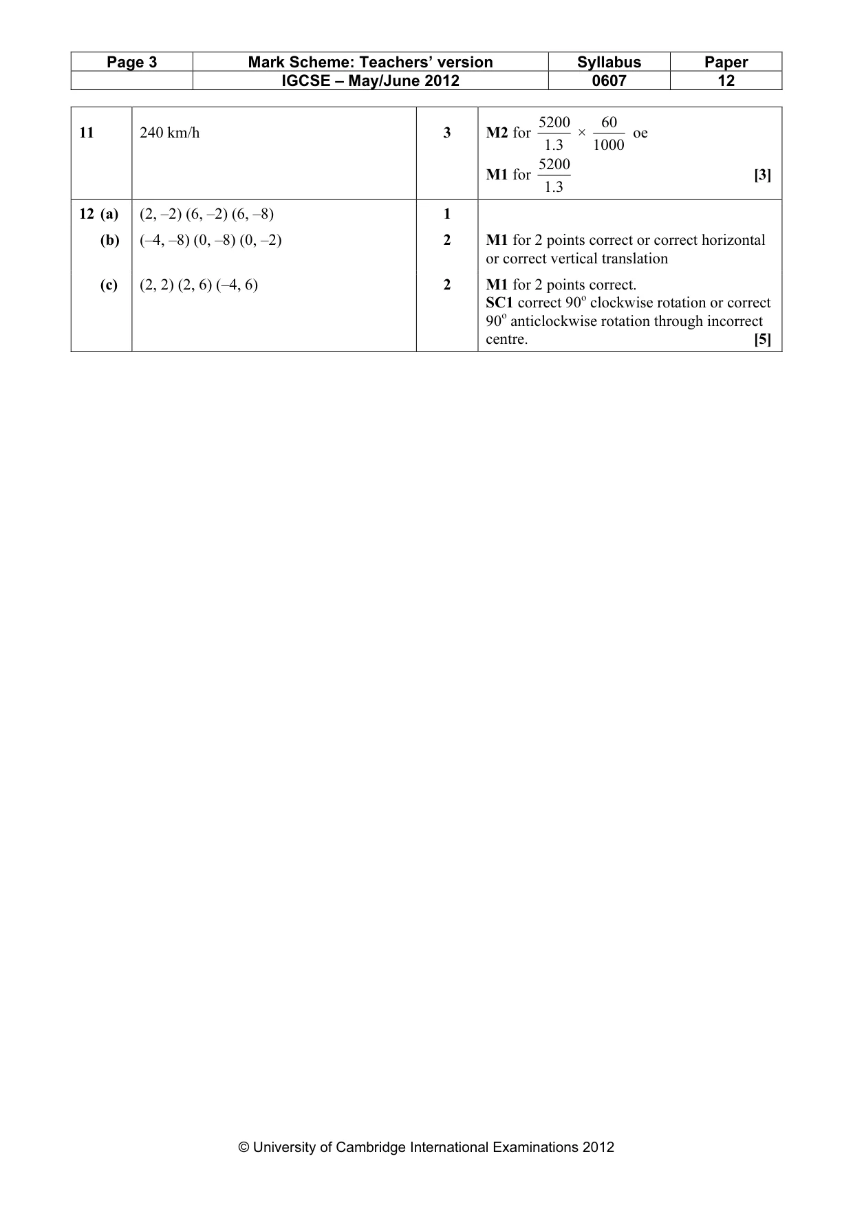 Mark scheme, page 3 of 3