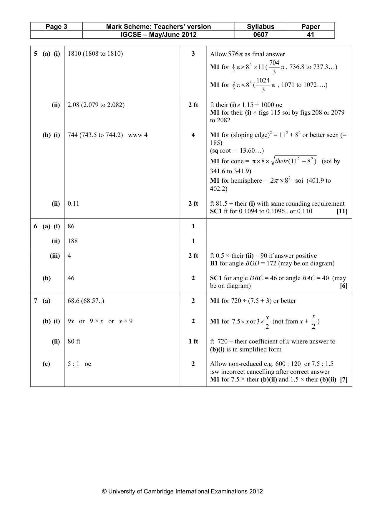 Mark scheme, page 3 of 7