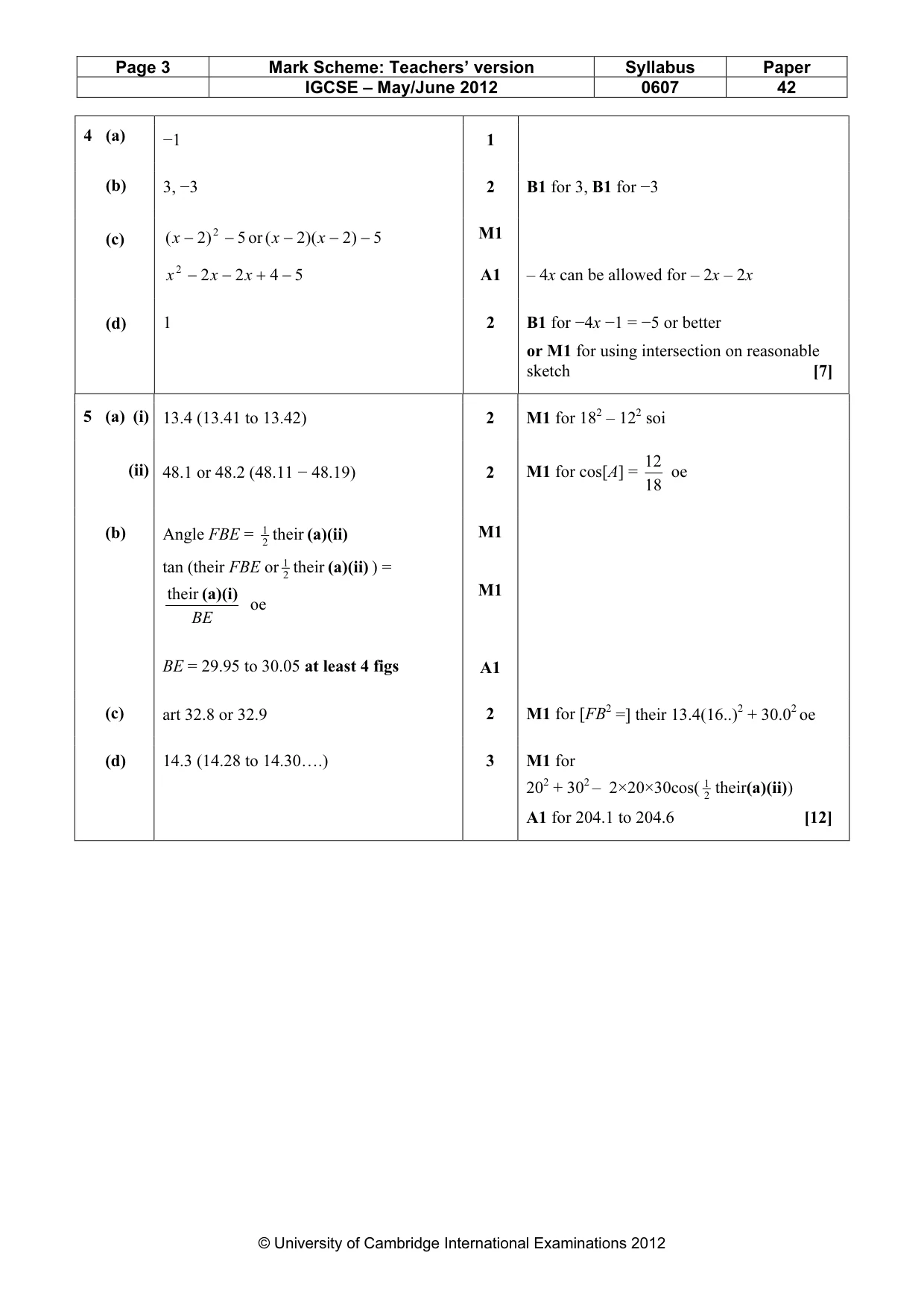 Mark scheme, page 3 of 6